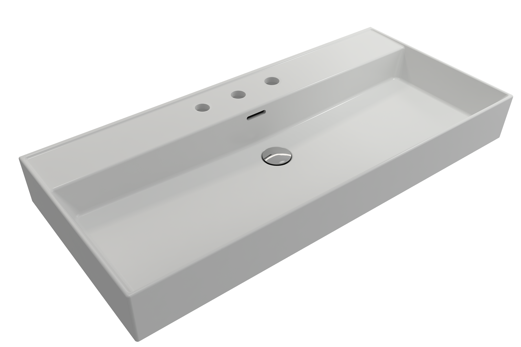 Alternate Image for BOCCHI Milano 40" Rectangle Wallmount Fireclay Bathroom Sink, Matte White, 3 Faucet Hole, 1378-002-0127