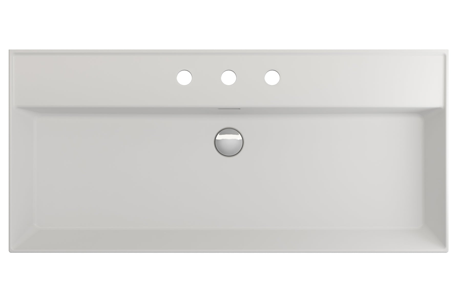 Alternate Image for BOCCHI Milano 40" Rectangle Wallmount Fireclay Bathroom Sink, Matte White, 3 Faucet Hole, 1378-002-0127