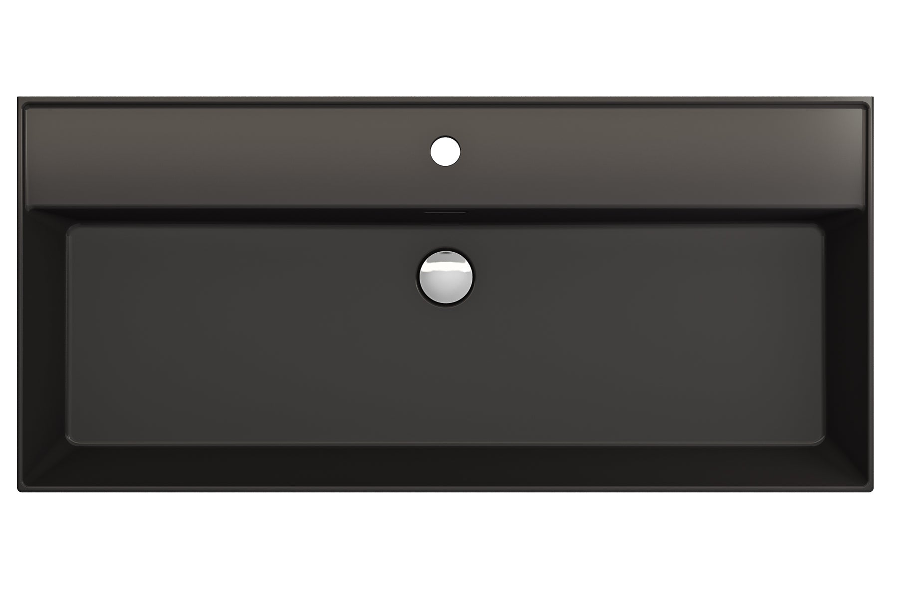 Alternate Image for BOCCHI Milano 40" Rectangle Wallmount Fireclay Bathroom Sink, Matte Black, Single Faucet Hole, 1378-004-0126