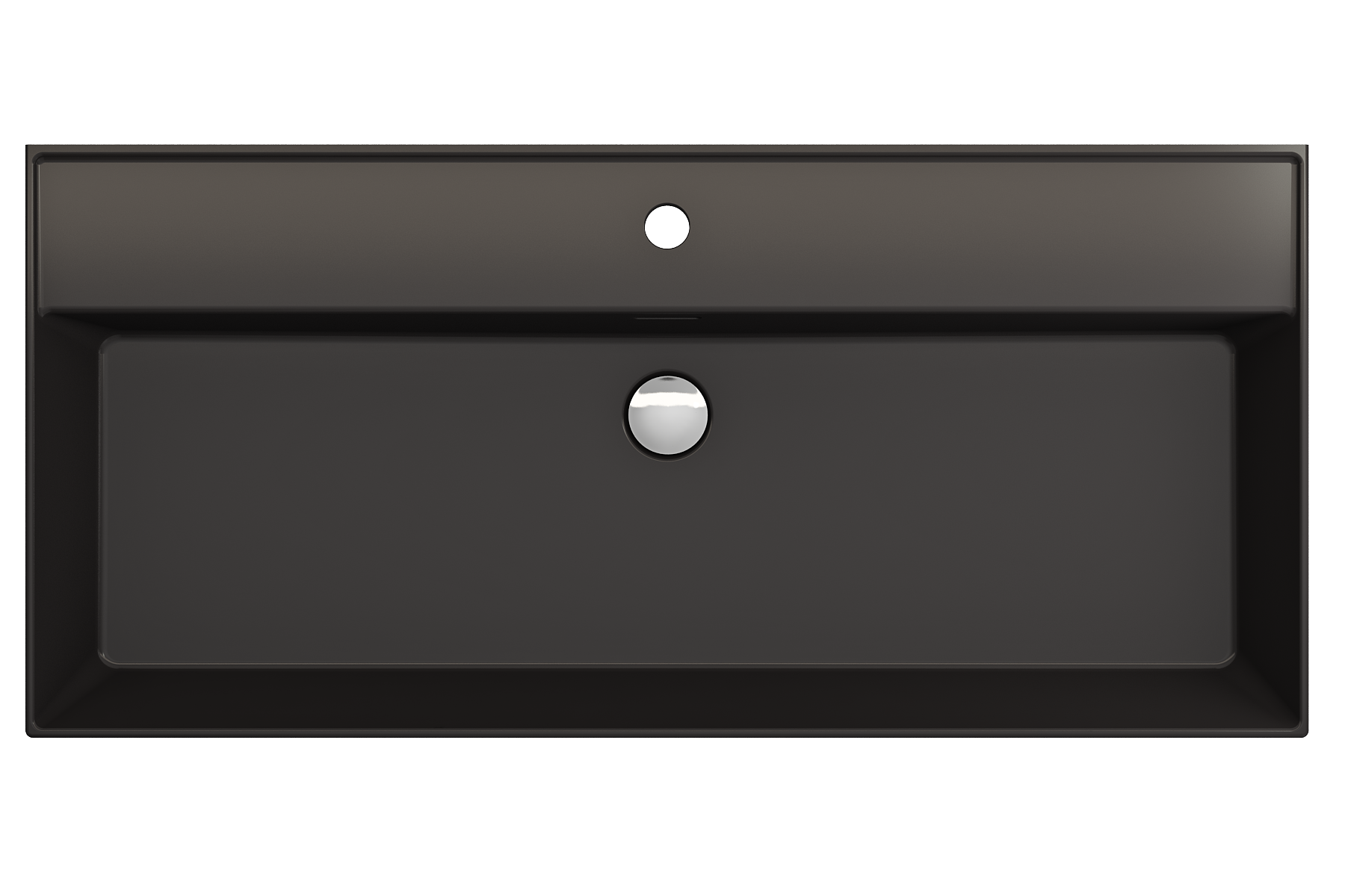 Alternate Image for BOCCHI Milano 40" Rectangle Wallmount Fireclay Bathroom Sink, Matte Black, Single Faucet Hole, 1378-004-0126