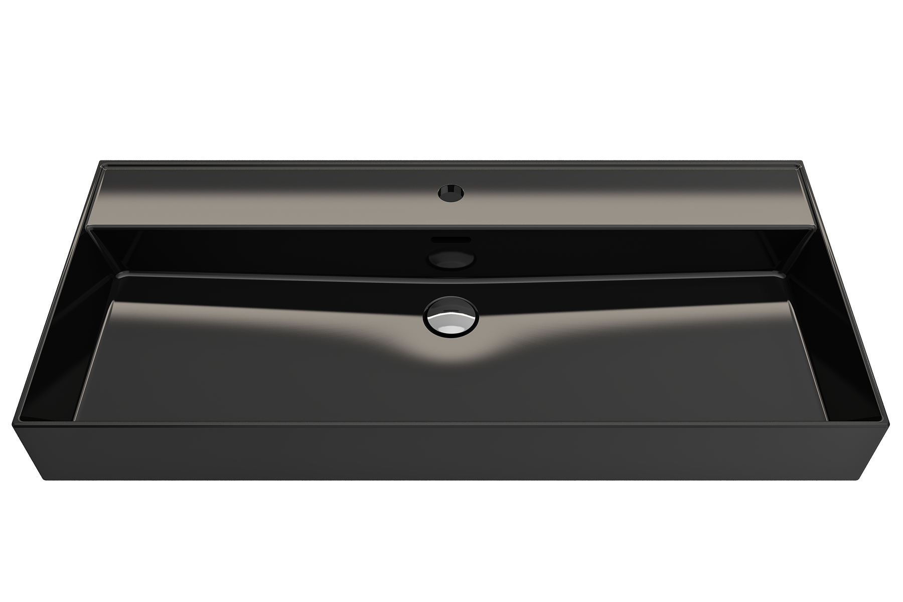 Alternate Image for BOCCHI Milano 40" Rectangle Wallmount Fireclay Bathroom Sink, Black, Single Faucet Hole, 1378-005-0126