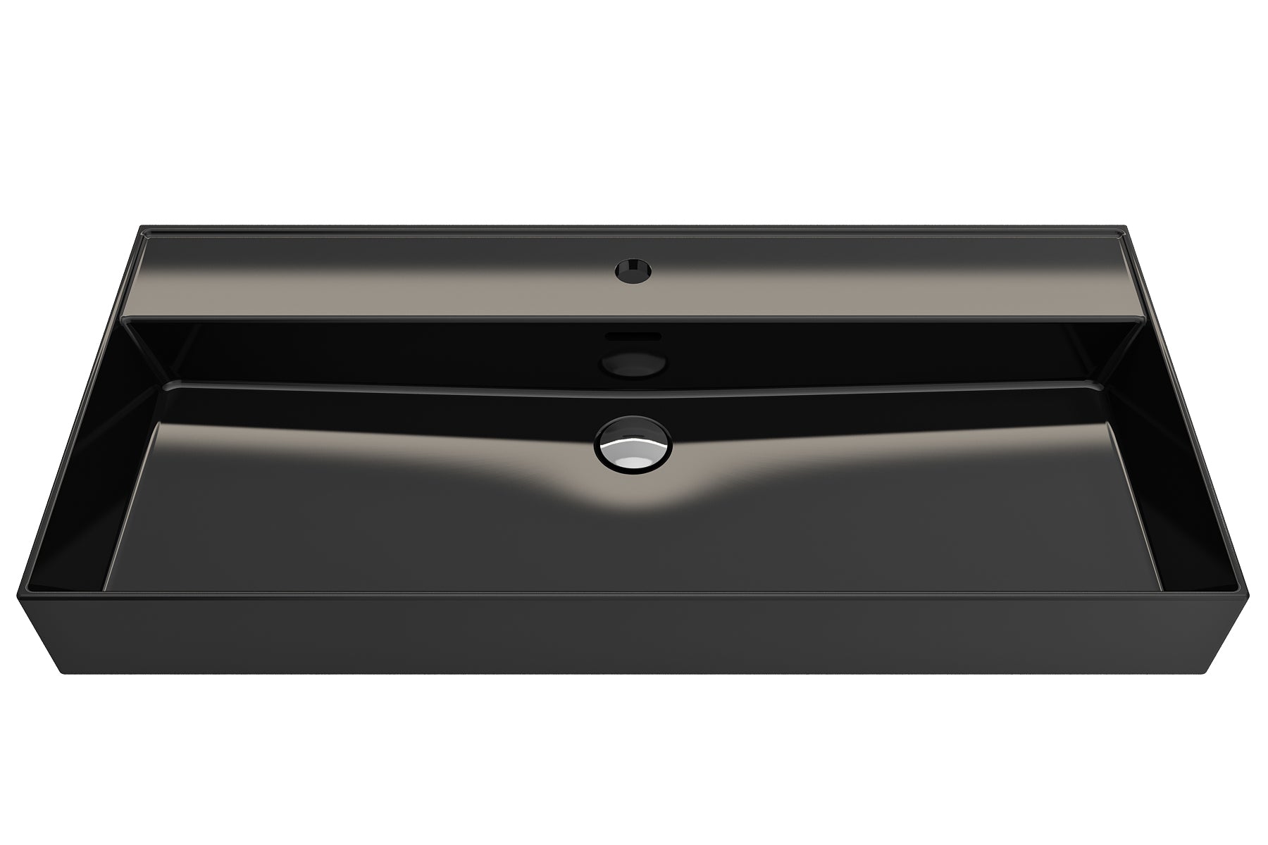 Alternate Image for BOCCHI Milano 40" Rectangle Wallmount Fireclay Bathroom Sink, Black, Single Faucet Hole, 1378-005-0126