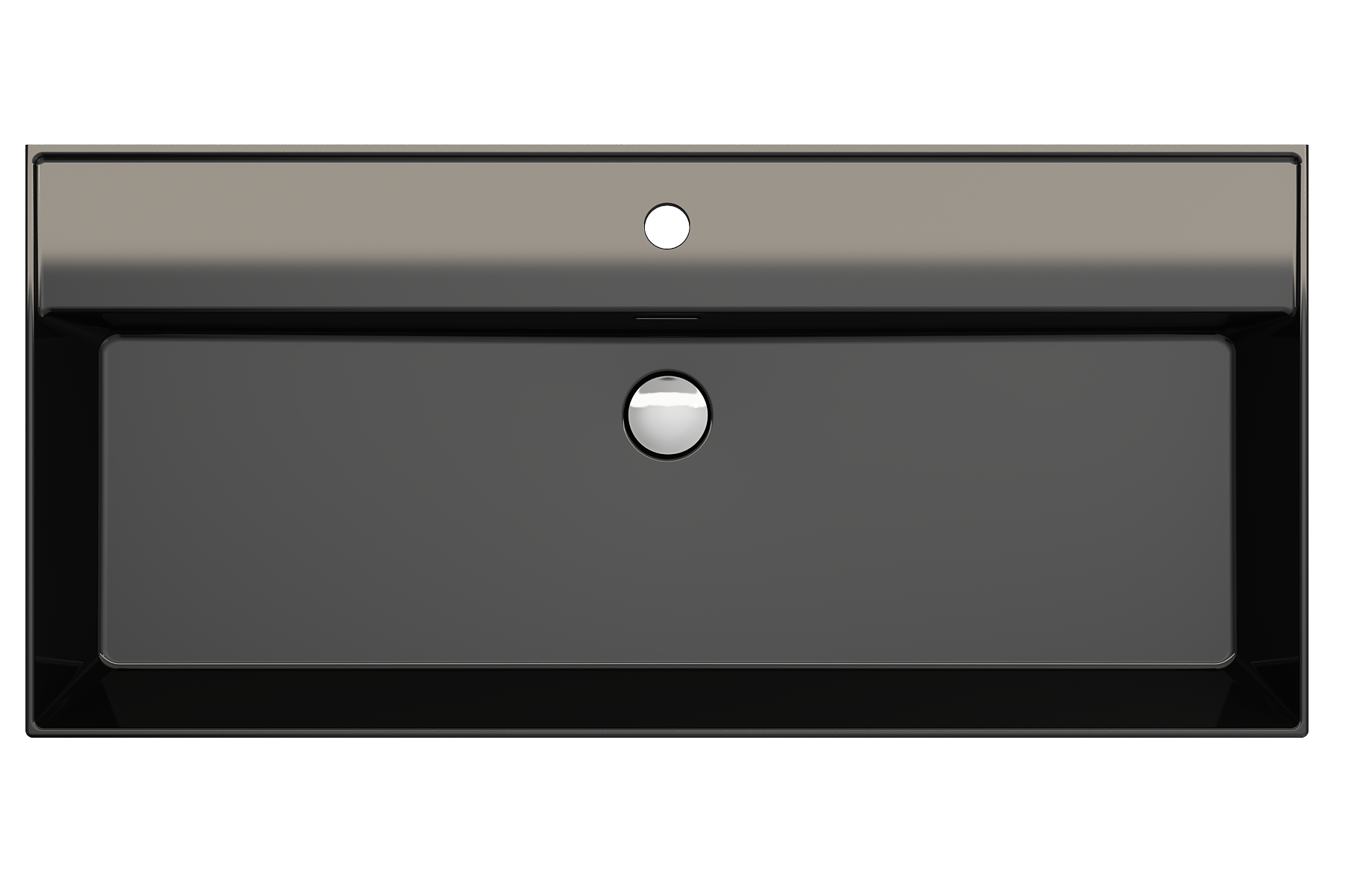 Alternate Image for BOCCHI Milano 40" Rectangle Wallmount Fireclay Bathroom Sink, Black, Single Faucet Hole, 1378-005-0126