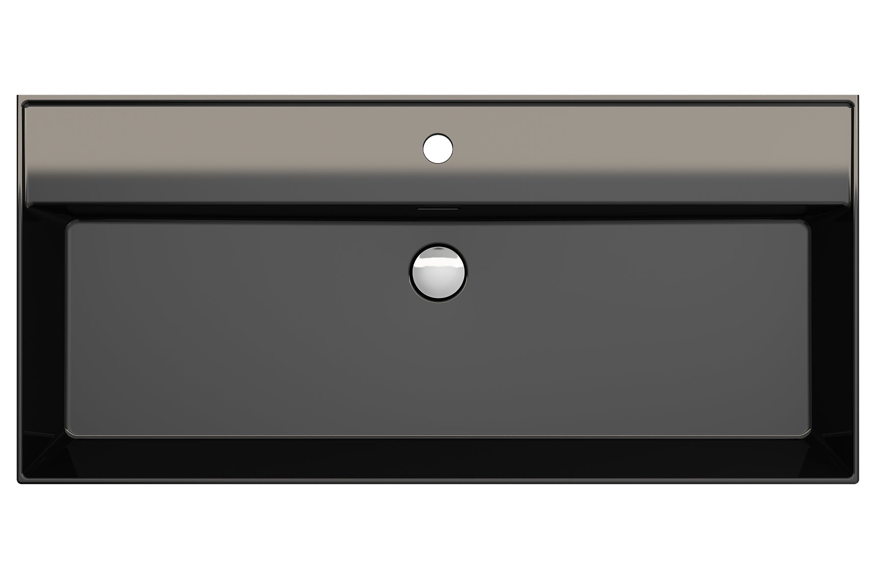 Alternate Image for BOCCHI Milano 40" Rectangle Wallmount Fireclay Bathroom Sink, Black, Single Faucet Hole, 1378-005-0126