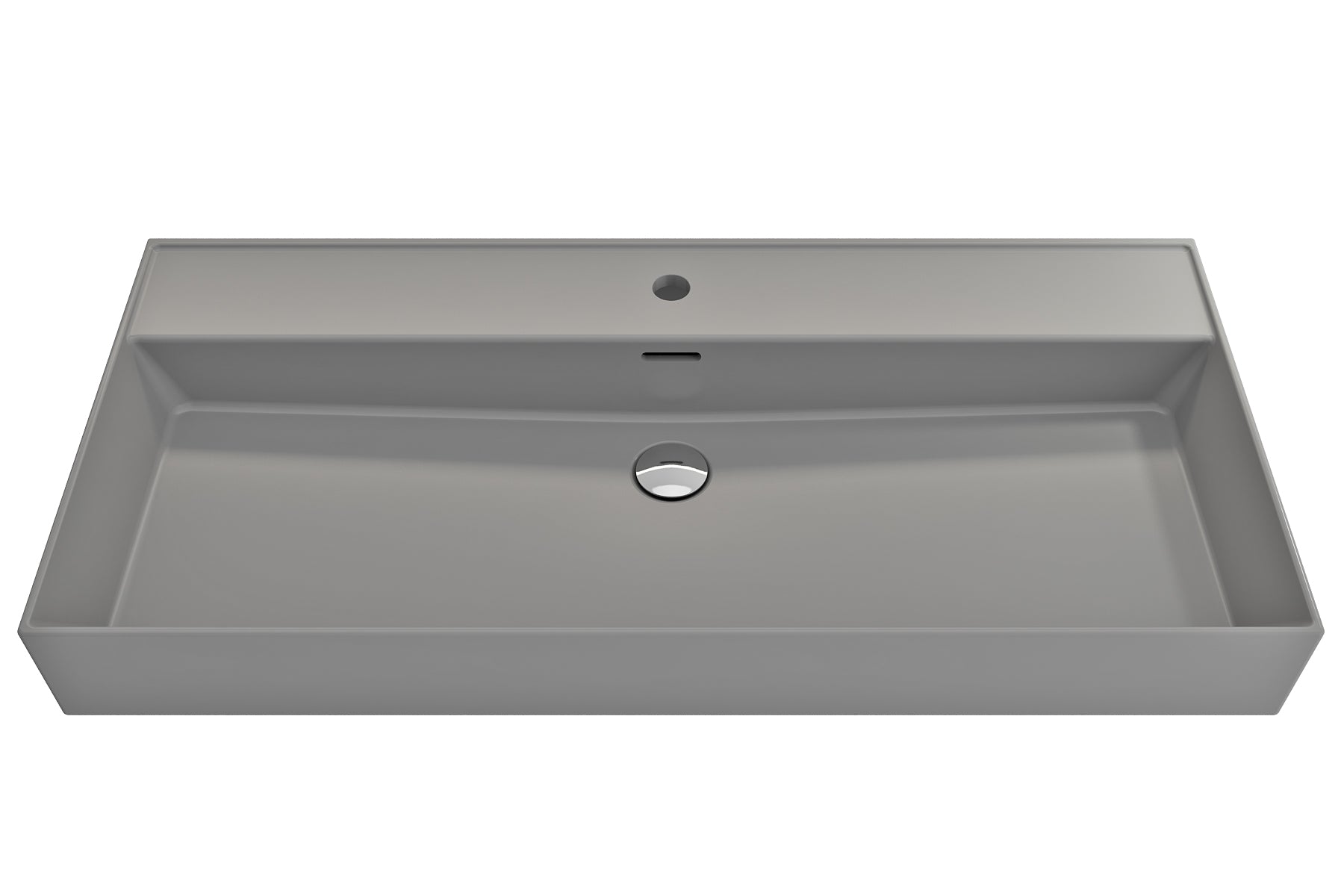 Alternate Image for BOCCHI Milano 40" Rectangle Wallmount Fireclay Bathroom Sink, Matte Gray, Single Faucet Hole, 1378-006-0126