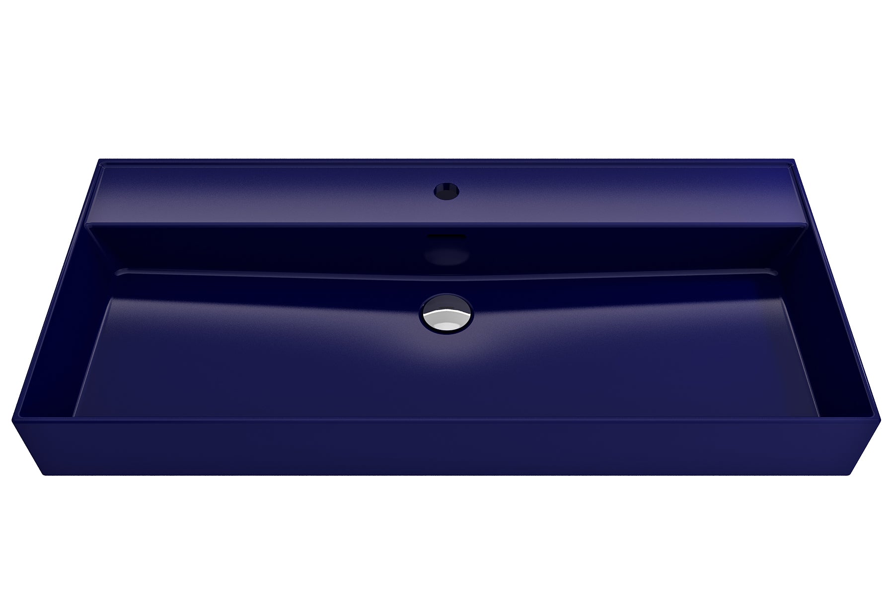 Alternate Image for BOCCHI Milano 40" Rectangle Wallmount Fireclay Bathroom Sink, Sapphire Blue, Single Faucet Hole, 1378-010-0126