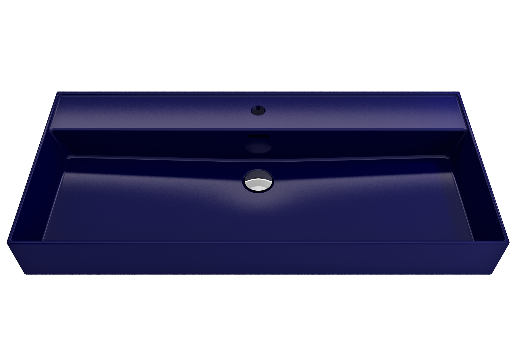 Alternate Image for BOCCHI Milano 40" Rectangle Wallmount Fireclay Bathroom Sink, Sapphire Blue, Single Faucet Hole, 1378-010-0126