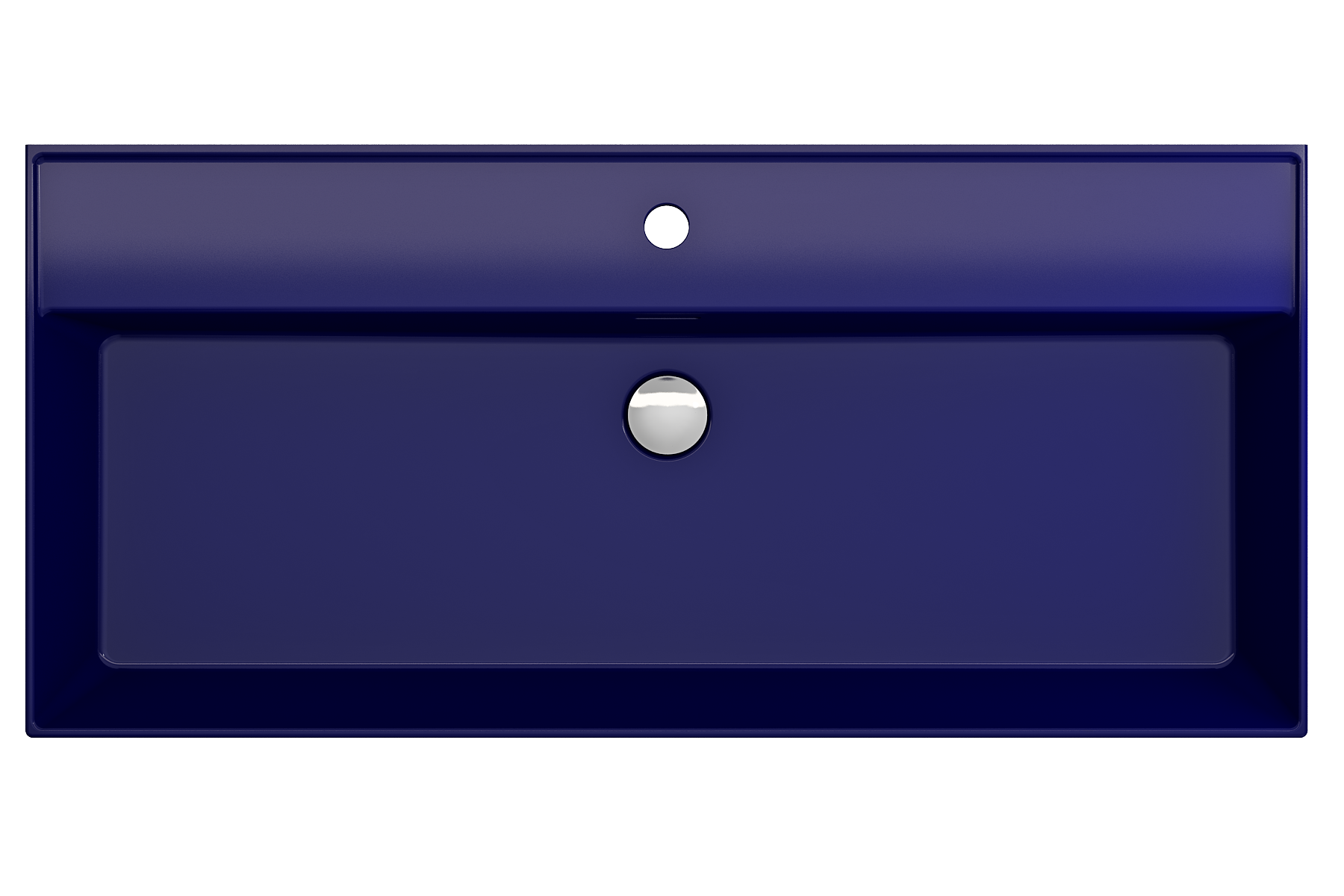 Alternate Image for BOCCHI Milano 40" Rectangle Wallmount Fireclay Bathroom Sink, Sapphire Blue, Single Faucet Hole, 1378-010-0126