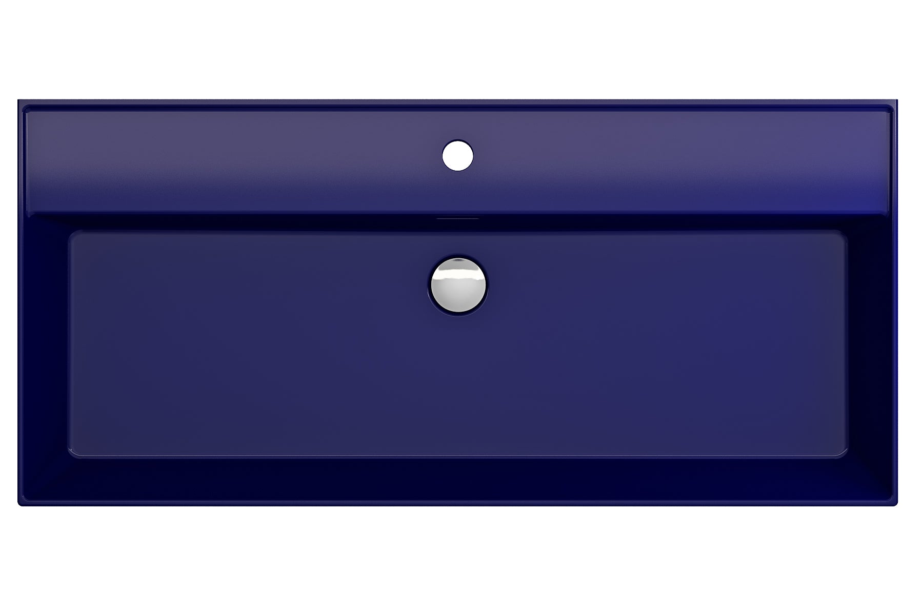 Alternate Image for BOCCHI Milano 40" Rectangle Wallmount Fireclay Bathroom Sink, Sapphire Blue, Single Faucet Hole, 1378-010-0126