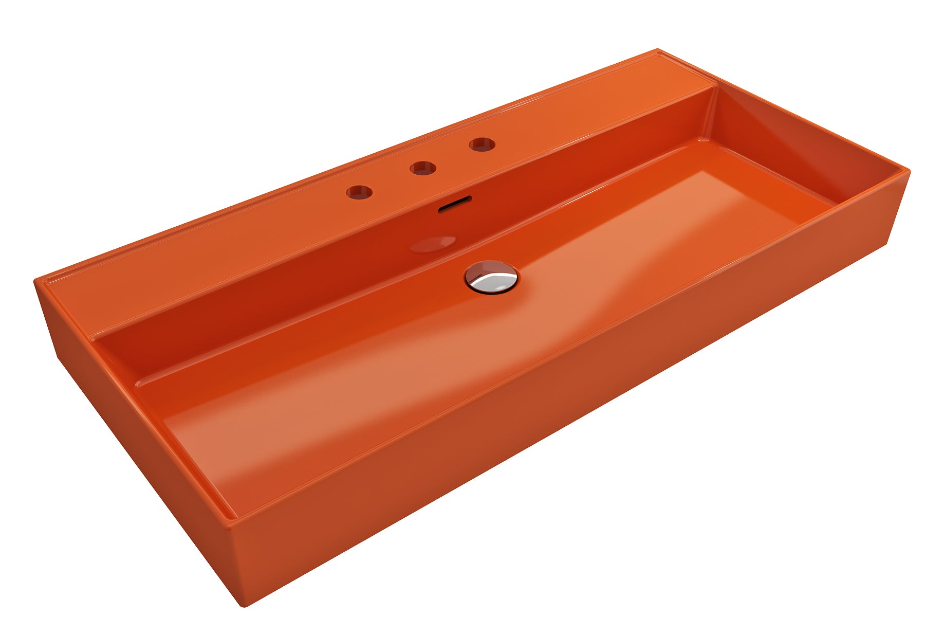 Alternate Image for BOCCHI Milano 40" Rectangle Wallmount Fireclay Bathroom Sink, Orange, 3 Faucet Hole, 1378-012-0127