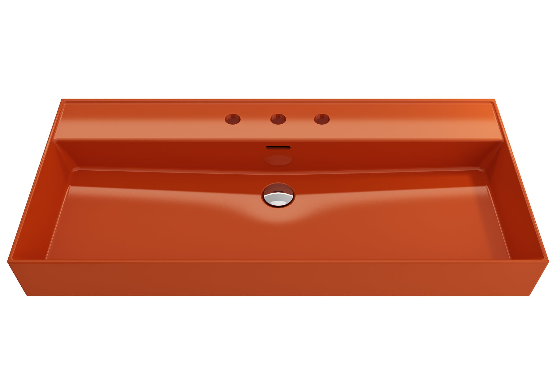 Alternate Image for BOCCHI Milano 40" Rectangle Wallmount Fireclay Bathroom Sink, Orange, 3 Faucet Hole, 1378-012-0127