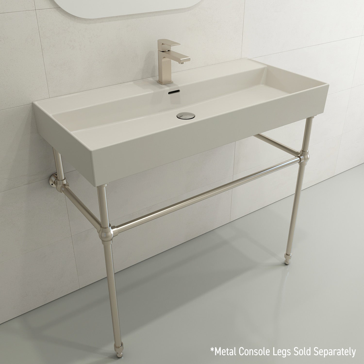 Alternate Image for BOCCHI Milano 40" Rectangle Wallmount Fireclay Bathroom Sink, Biscuit, Single Faucet Hole, 1378-014-0126