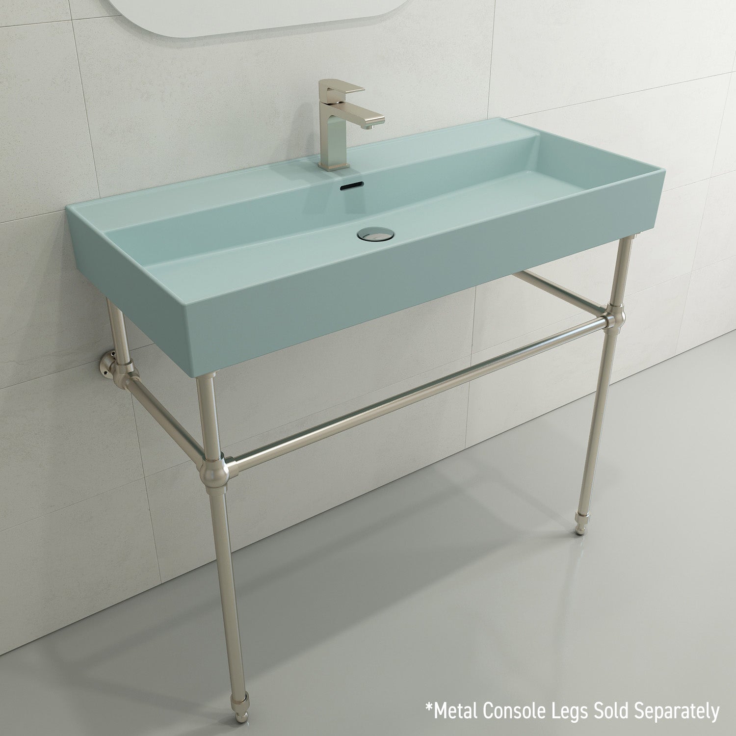 Alternate Image for BOCCHI Milano 40" Rectangle Wallmount Fireclay Bathroom Sink, Matte Ice Blue, Single Faucet Hole, 1378-029-0126