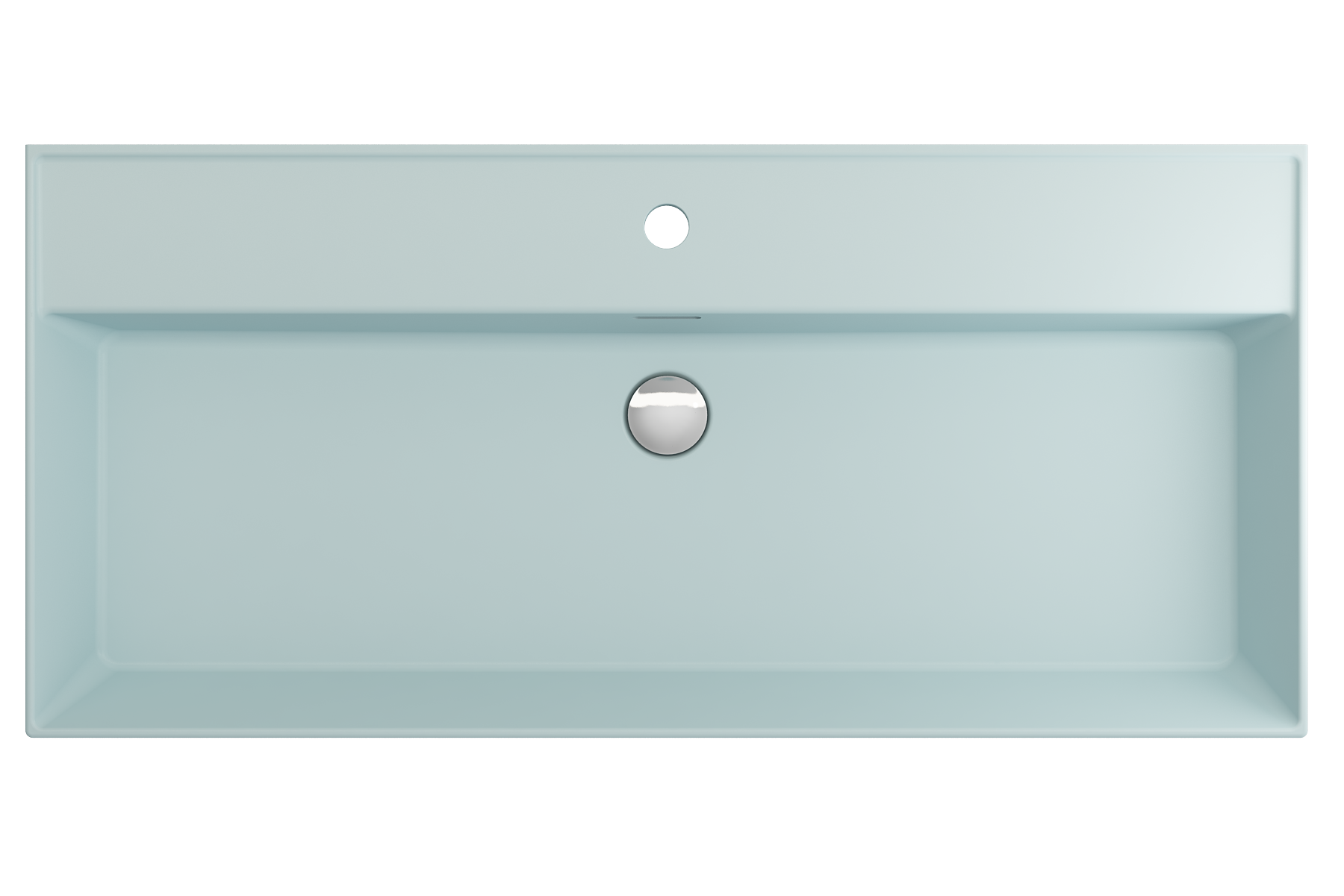 Alternate Image for BOCCHI Milano 40" Rectangle Wallmount Fireclay Bathroom Sink, Matte Ice Blue, Single Faucet Hole, 1378-029-0126
