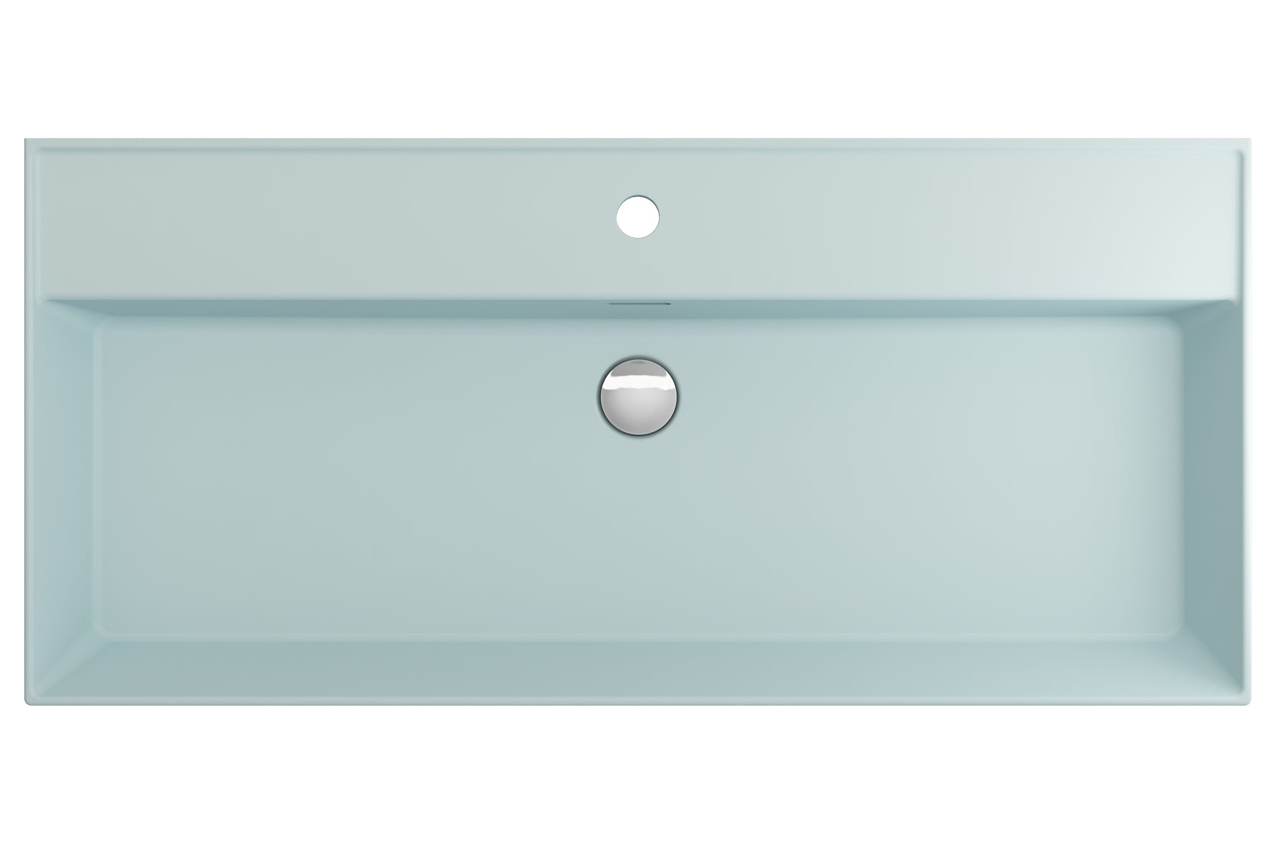Alternate Image for BOCCHI Milano 40" Rectangle Wallmount Fireclay Bathroom Sink, Matte Ice Blue, Single Faucet Hole, 1378-029-0126
