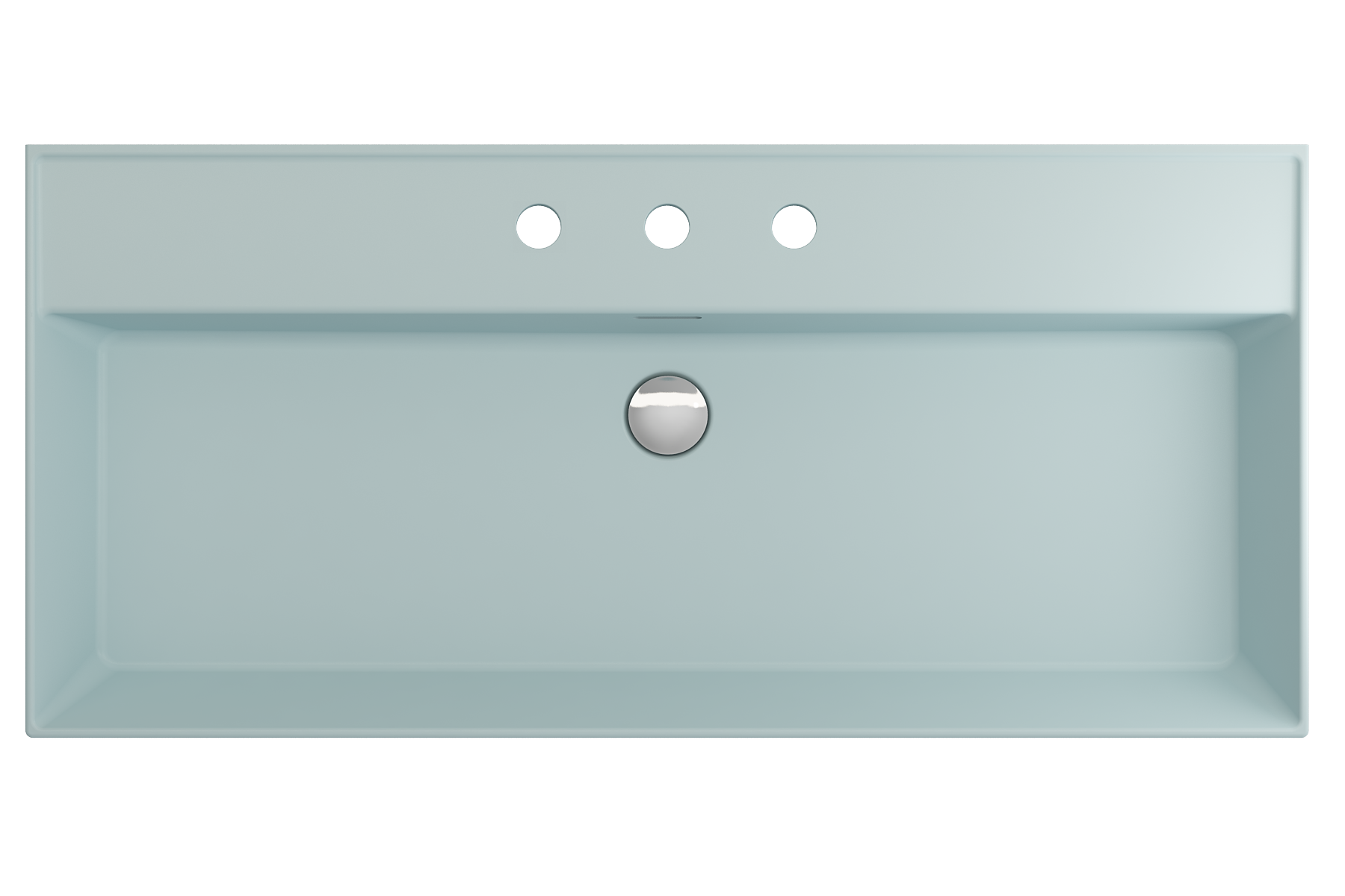 Alternate Image for BOCCHI Milano 40" Rectangle Wallmount Fireclay Bathroom Sink, Matte Ice Blue, 3 Faucet Hole, 1378-029-0127