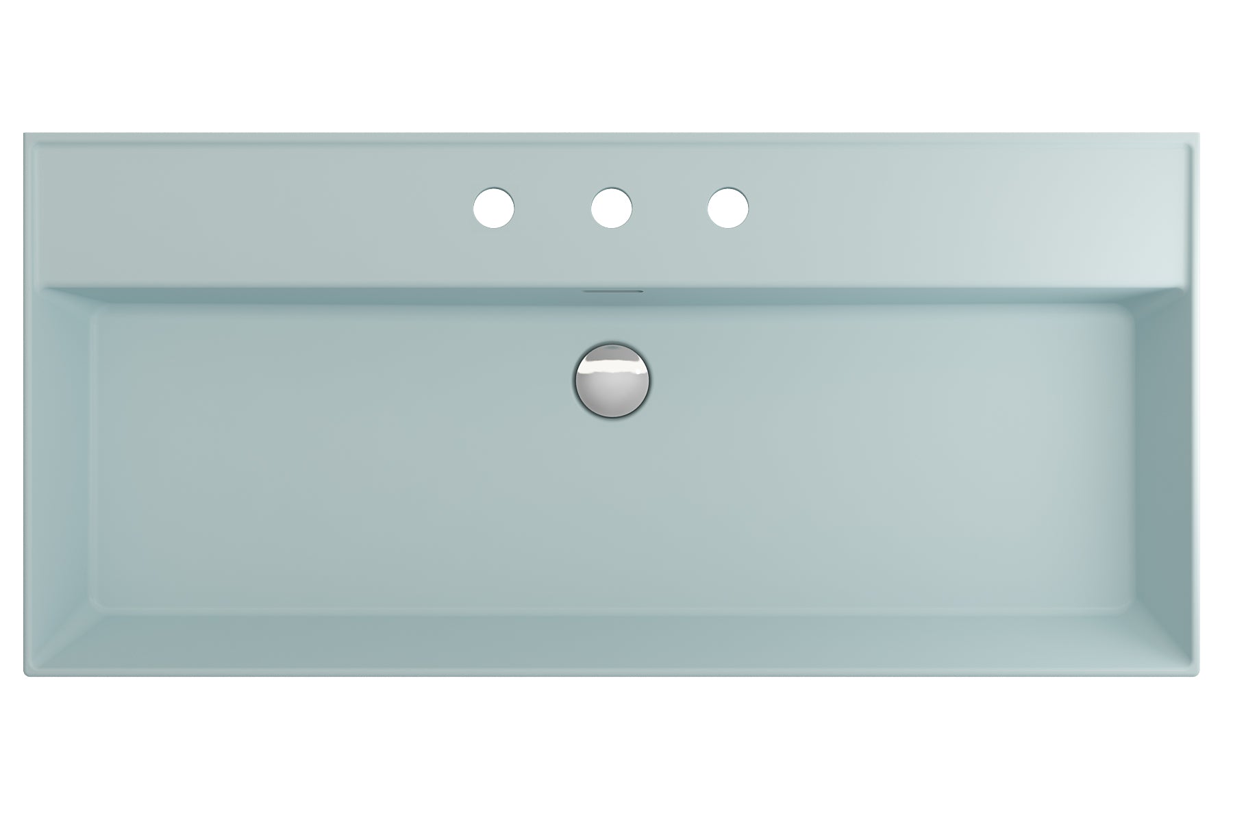 Alternate Image for BOCCHI Milano 40" Rectangle Wallmount Fireclay Bathroom Sink, Matte Ice Blue, 3 Faucet Hole, 1378-029-0127