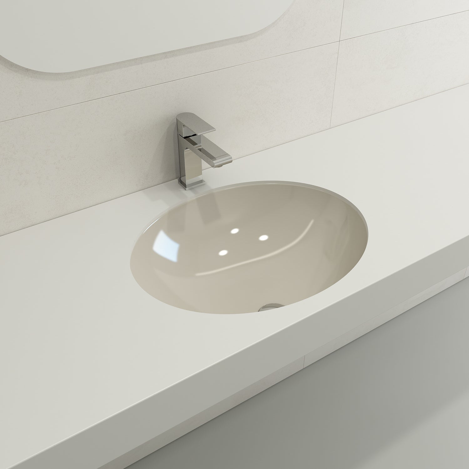 BOCCHI Parma 22" Oval Undermount Fireclay Bathroom Sink, Biscuit, 1384-014-0125