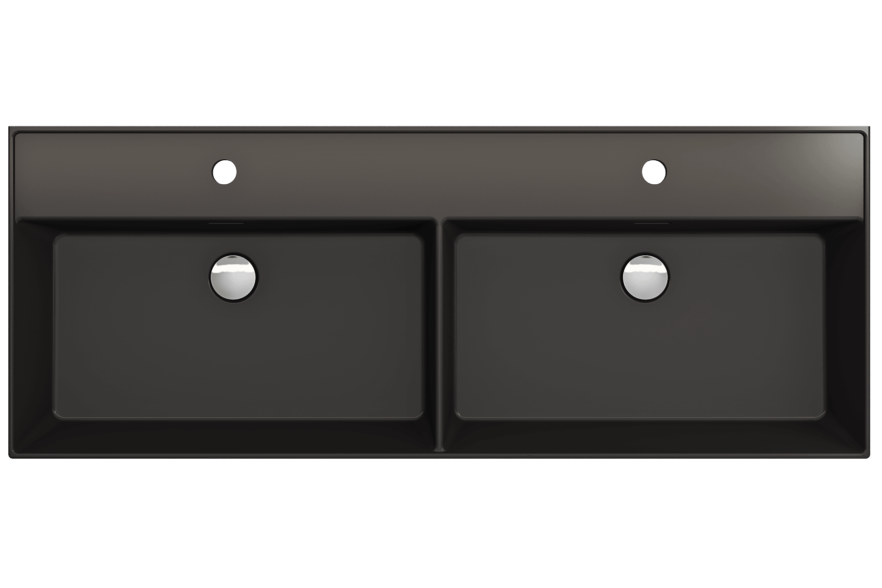 Alternate Image for BOCCHI Milano 48" Rectangle Wallmount Fireclay Bathroom Sink, Double Basin, Matte Black, Single Faucet Hole, 1393-004-0132