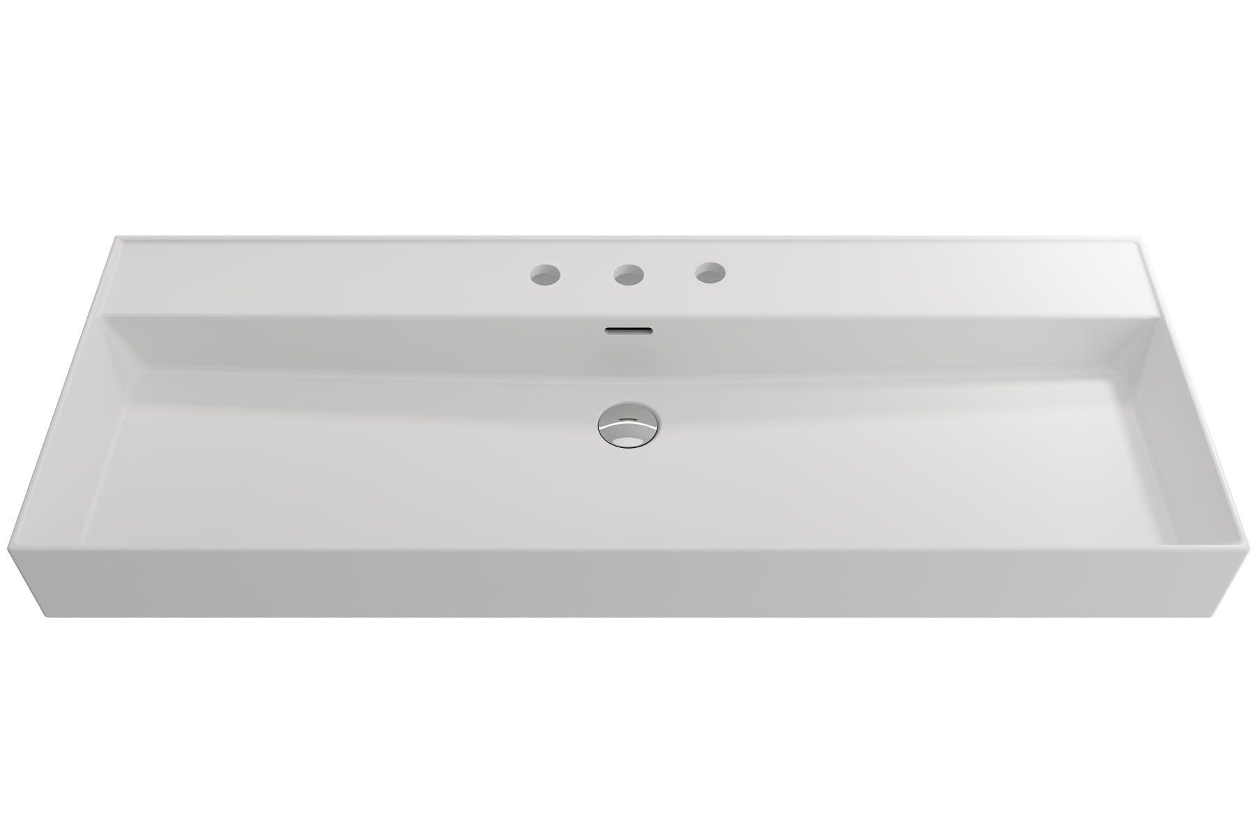 Alternate Image for BOCCHI Milano 48" Rectangle Wallmount Fireclay Bathroom Sink, Matte White, 3 Faucet Hole, 1394-002-0127