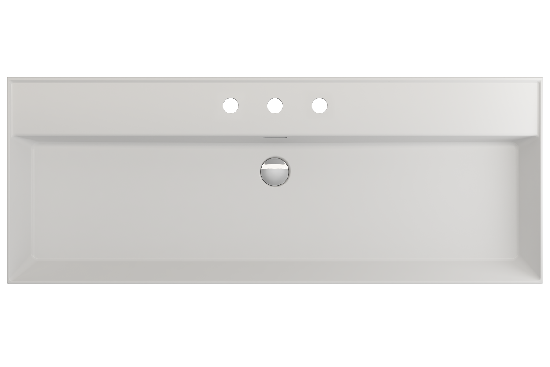 Alternate Image for BOCCHI Milano 48" Rectangle Wallmount Fireclay Bathroom Sink, Matte White, 3 Faucet Hole, 1394-002-0127