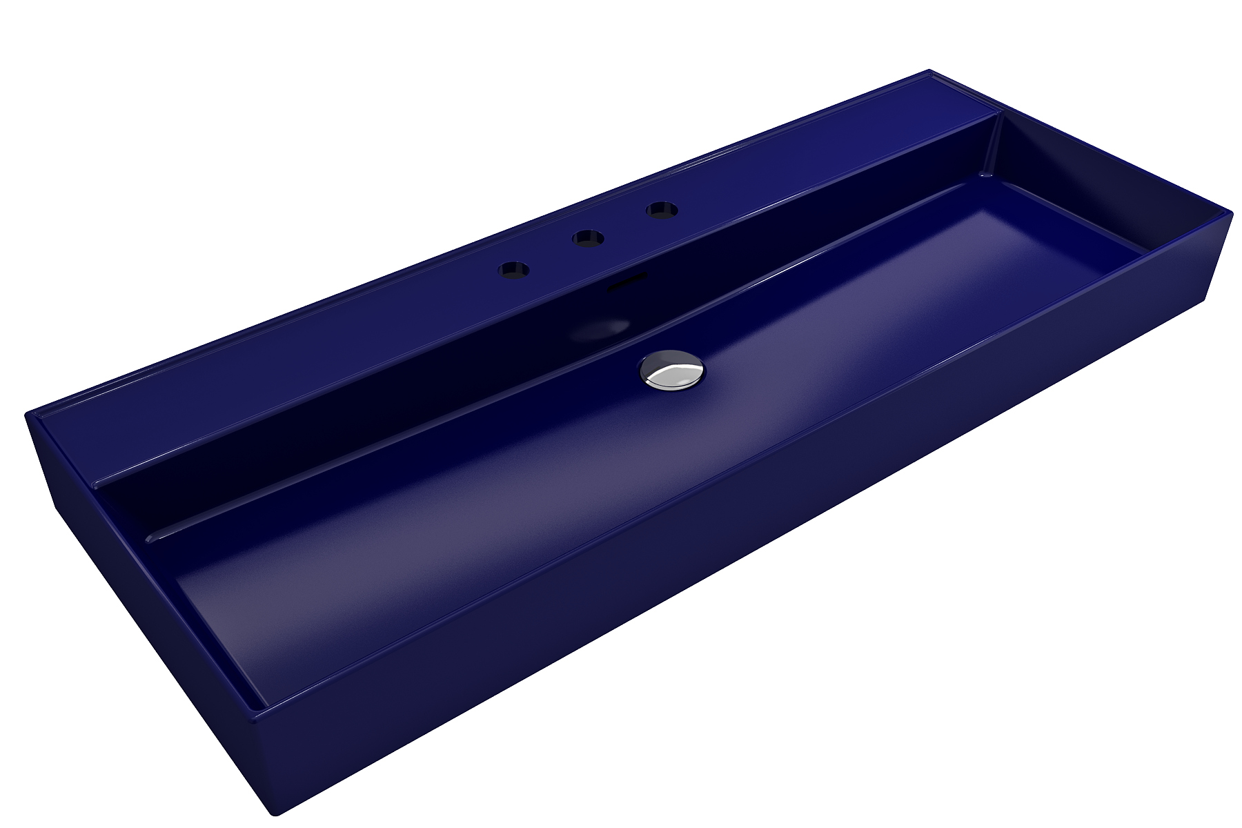 Alternate Image for BOCCHI Milano 48" Rectangle Wallmount Fireclay Bathroom Sink, Sapphire Blue, 3 Faucet Hole, 1394-010-0127