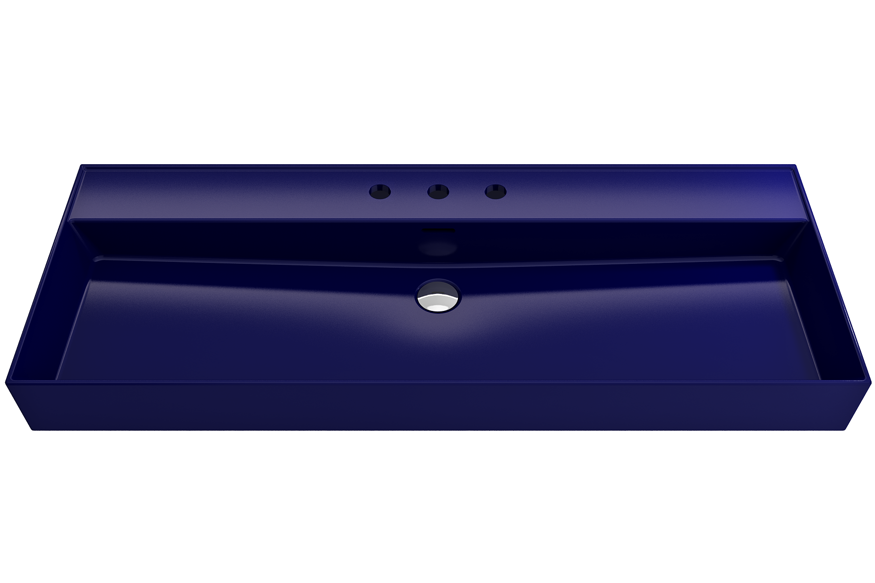 Alternate Image for BOCCHI Milano 48" Rectangle Wallmount Fireclay Bathroom Sink, Sapphire Blue, 3 Faucet Hole, 1394-010-0127