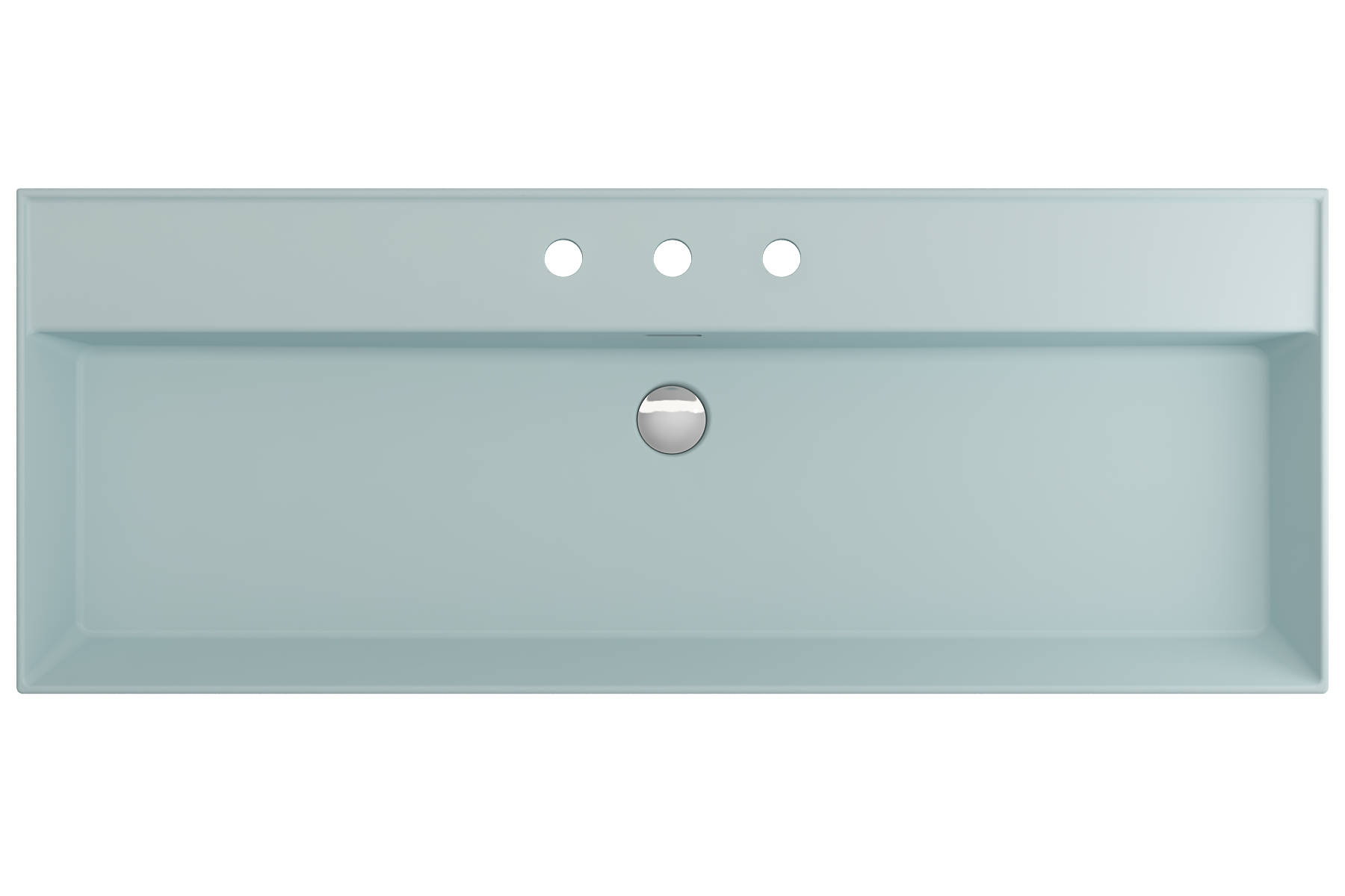 Alternate Image for BOCCHI Milano 48" Rectangle Wallmount Fireclay Bathroom Sink, Matte Ice Blue, 3 Faucet Hole, 1394-029-0127