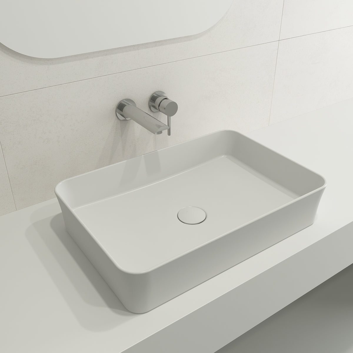 Alternate Image for BOCCHI Sottile 22" Rectangle Vessel Fireclay Bathroom Sink, Matte White, 1476-002-0125