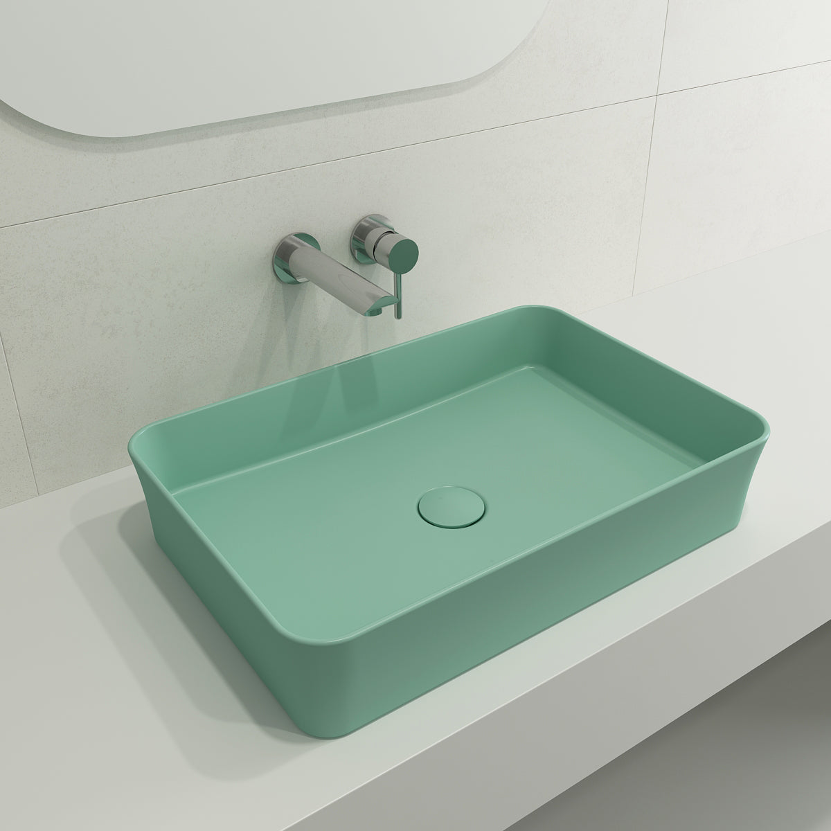 Alternate Image for BOCCHI Sottile 22" Rectangle Vessel Fireclay Bathroom Sink, Matte Mint Green, 1476-033-0125
