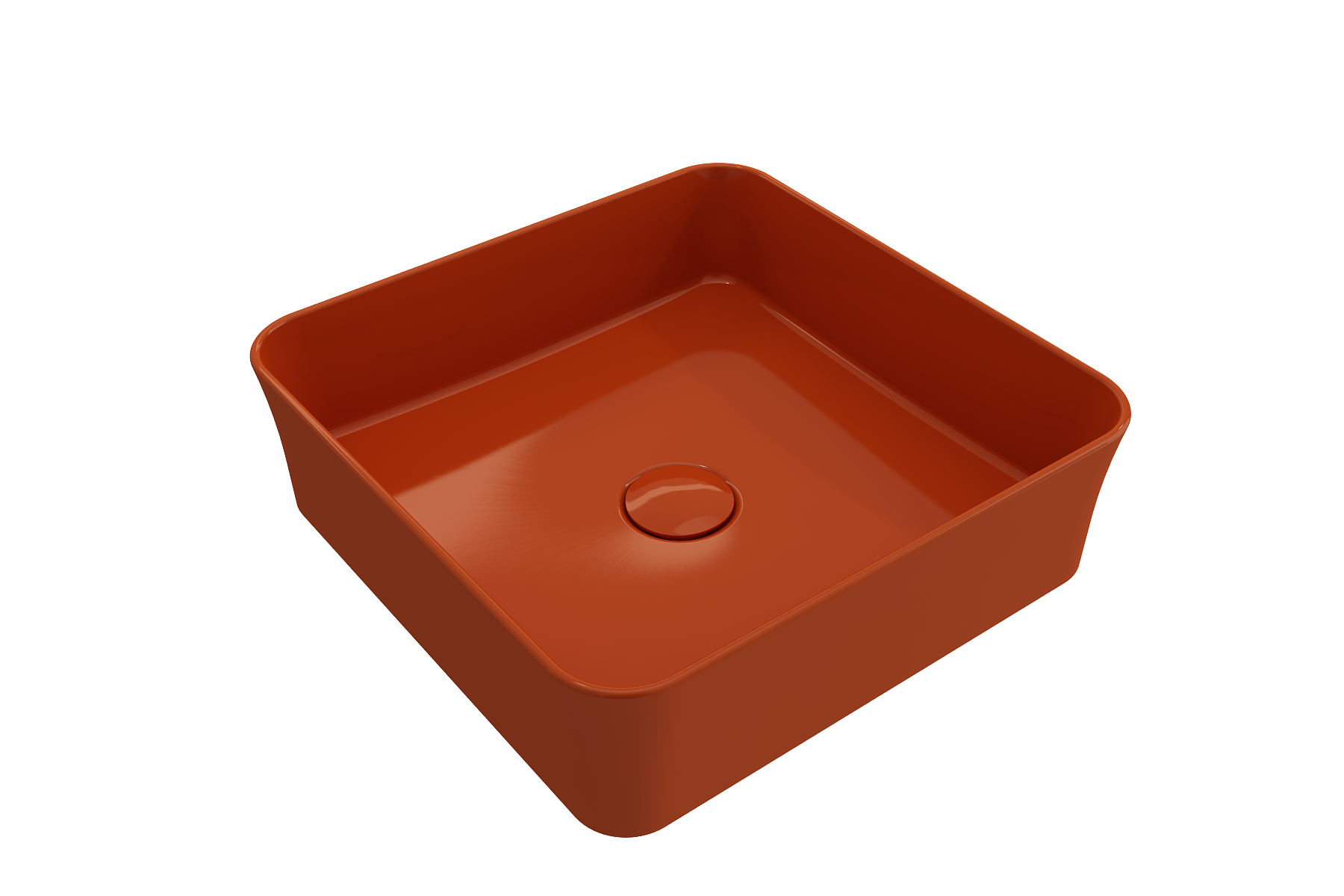 BOCCHI Sottile 15" Square Vessel Fireclay Bathroom Sink, Orange, 1477-012-0125