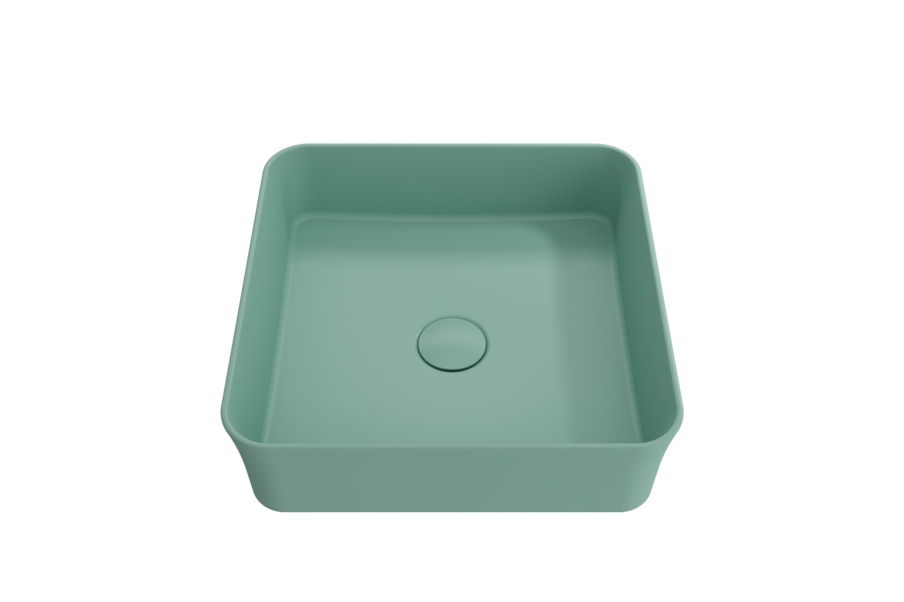 BOCCHI Sottile 15" Square Vessel Fireclay Bathroom Sink, Matte Mint Green, 1477-033-0125