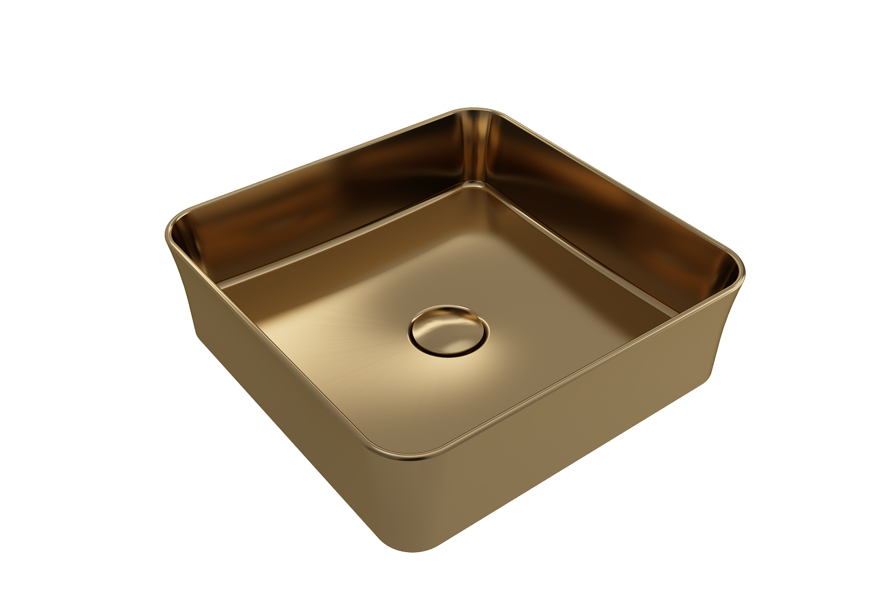 BOCCHI Sottile 15" Square Vessel Fireclay Bathroom Sink, Matte Gold, 1477-403-0125