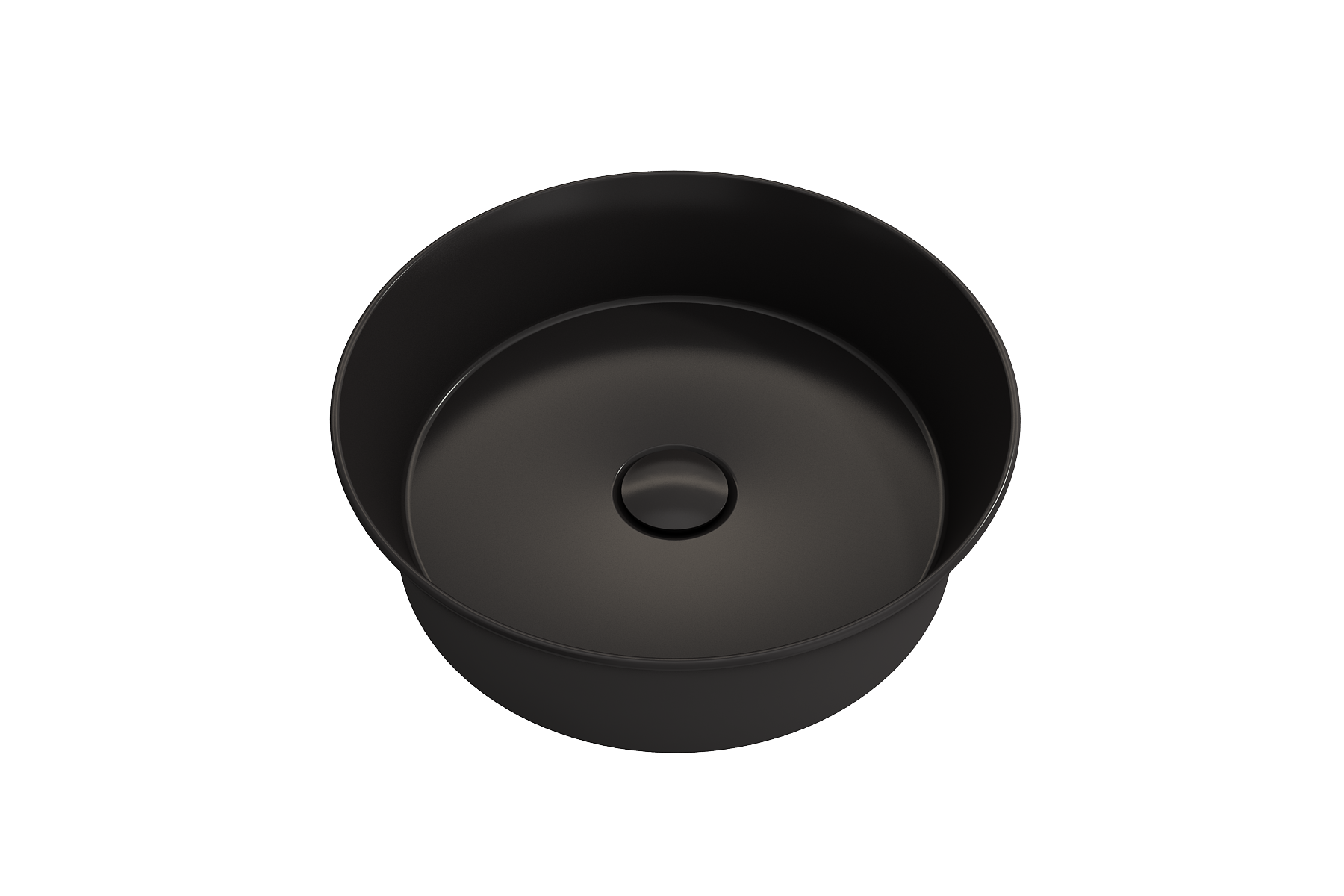 BOCCHI Sottile 15" Round Vessel Fireclay Bathroom Sink, Matte Black, 1478-004-0125