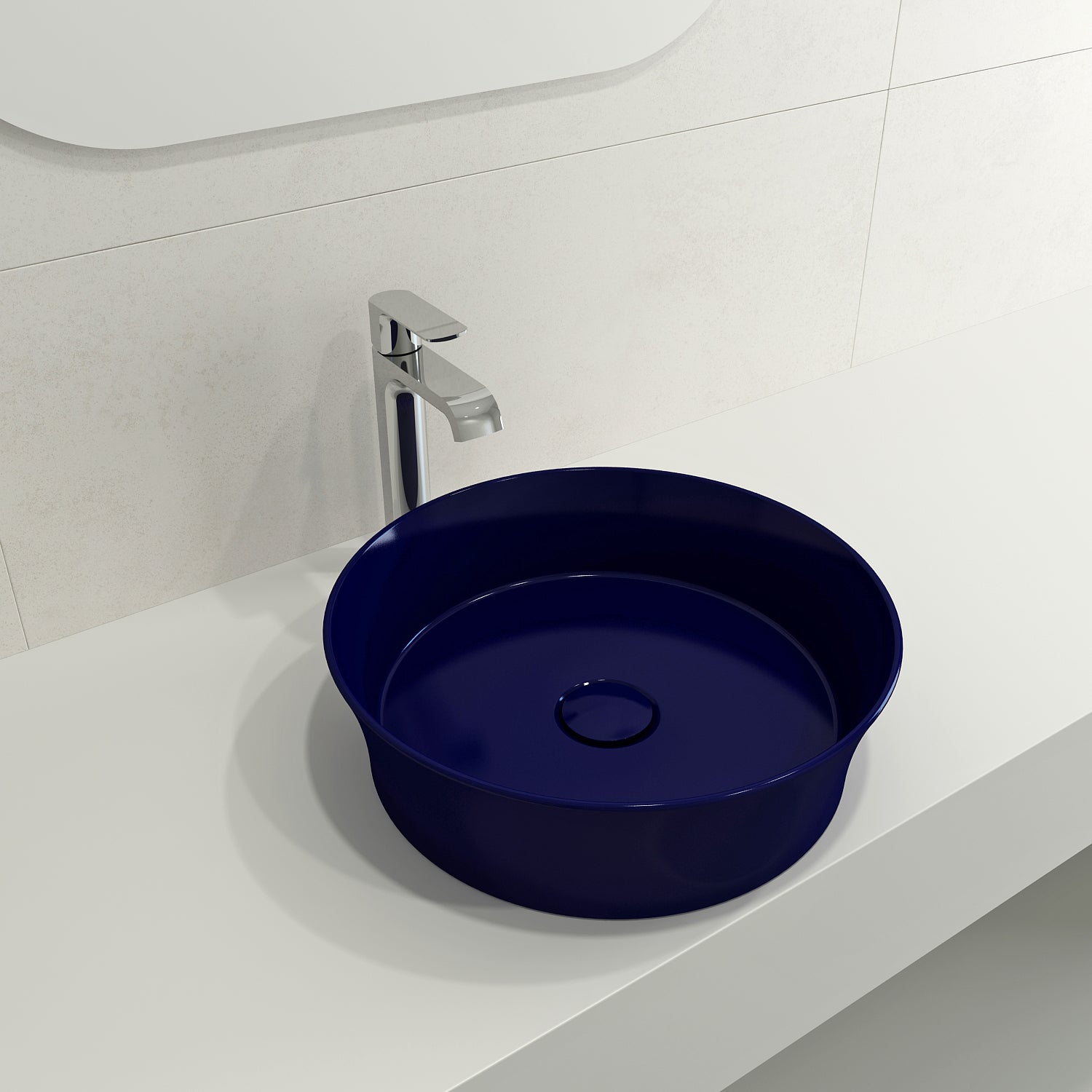 BOCCHI Sottile 15" Round Vessel Fireclay Bathroom Sink, Sapphire Blue, 1478-010-0125