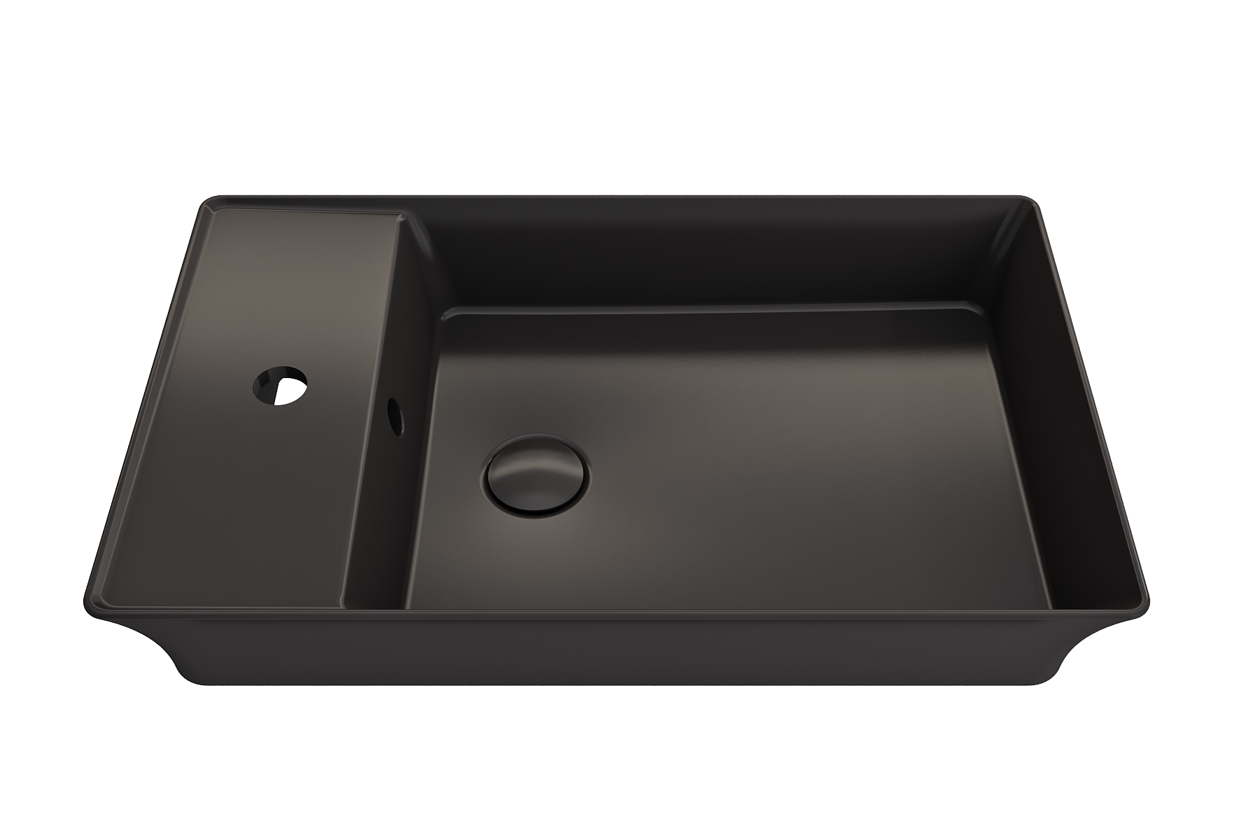 Alternate Image for BOCCHI Sottile 24" Rectangle Vessel Fireclay Bathroom Sink, Matte Black, Single Faucet Hole, 1479-004-0126