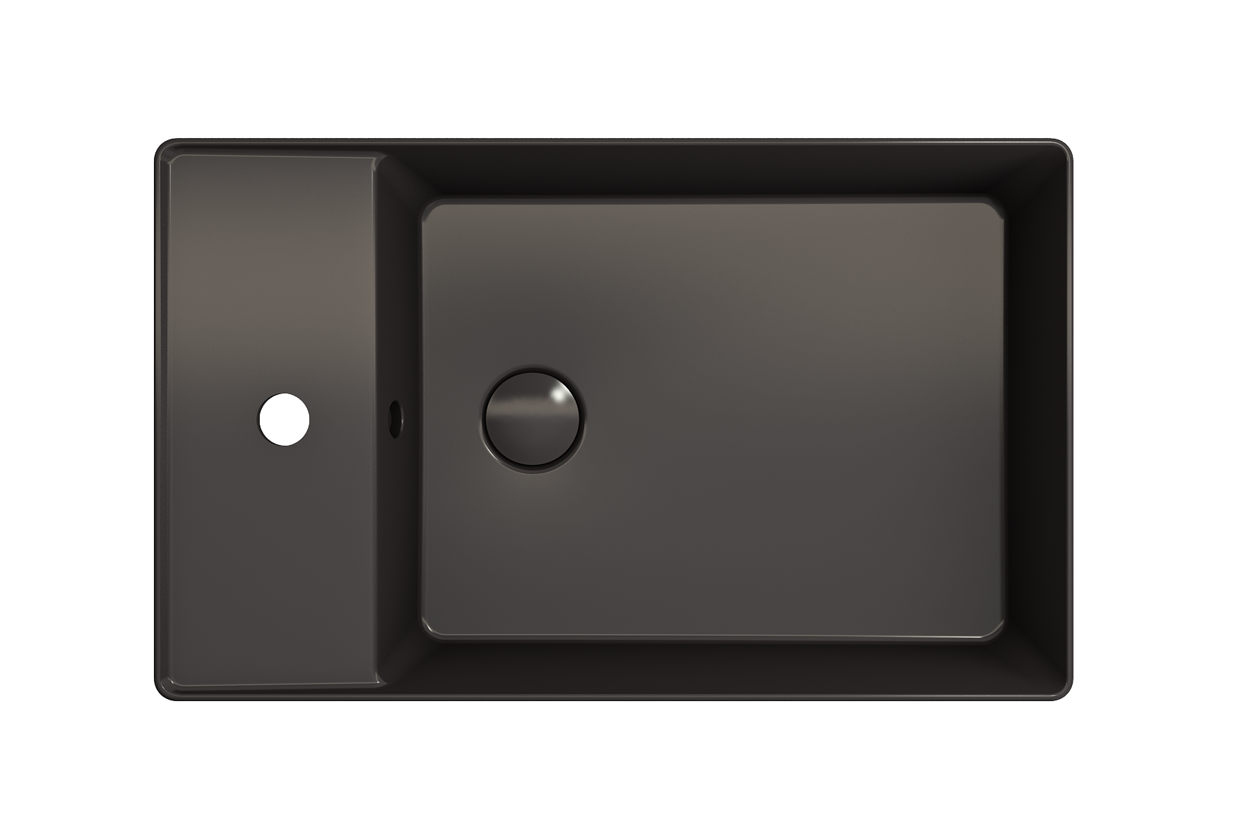 Alternate Image for BOCCHI Sottile 24" Rectangle Vessel Fireclay Bathroom Sink, Matte Black, Single Faucet Hole, 1479-004-0126