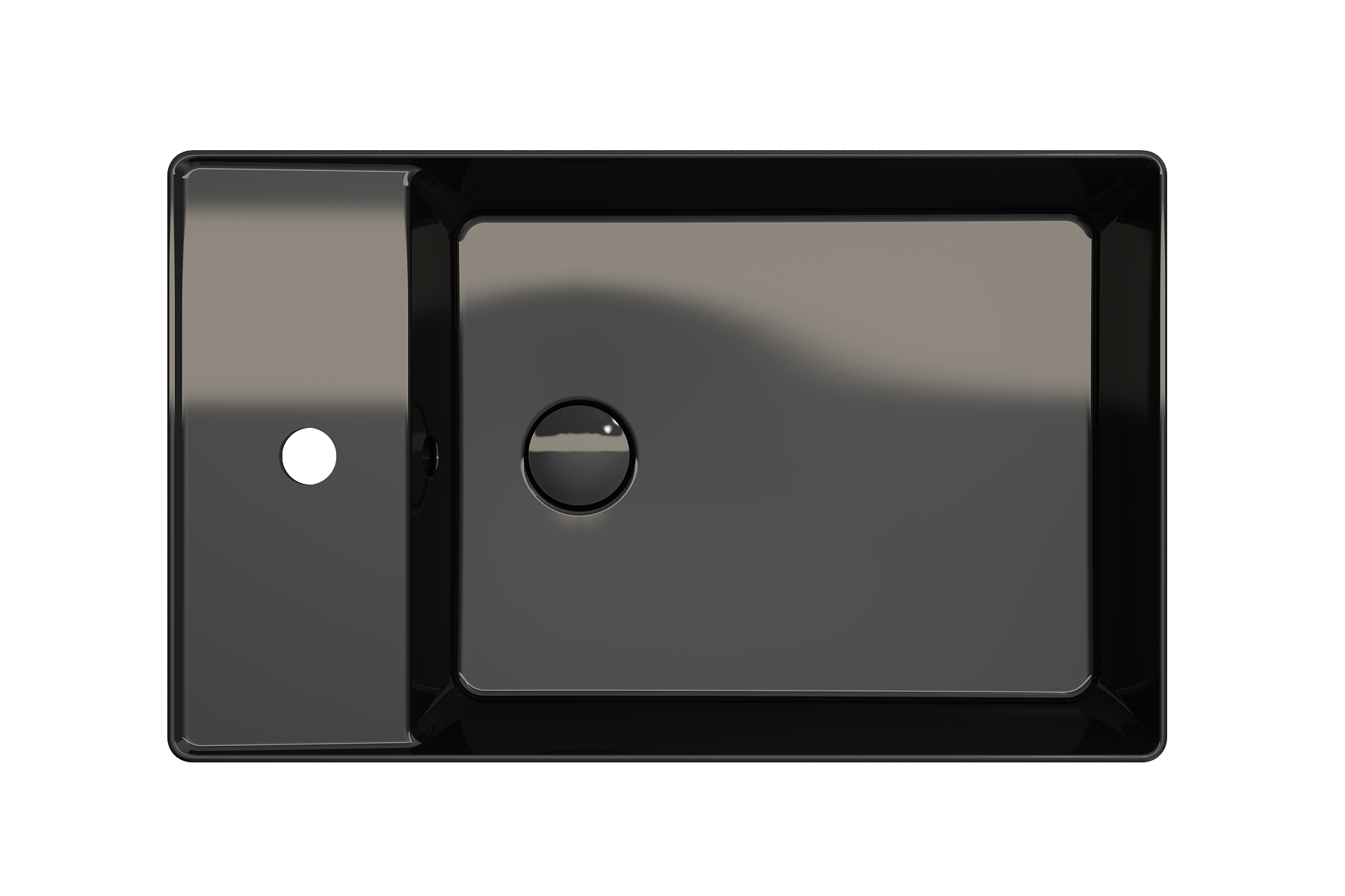 Alternate Image for BOCCHI Sottile 24" Rectangle Vessel Fireclay Bathroom Sink, Black, Single Faucet Hole, 1479-005-0126