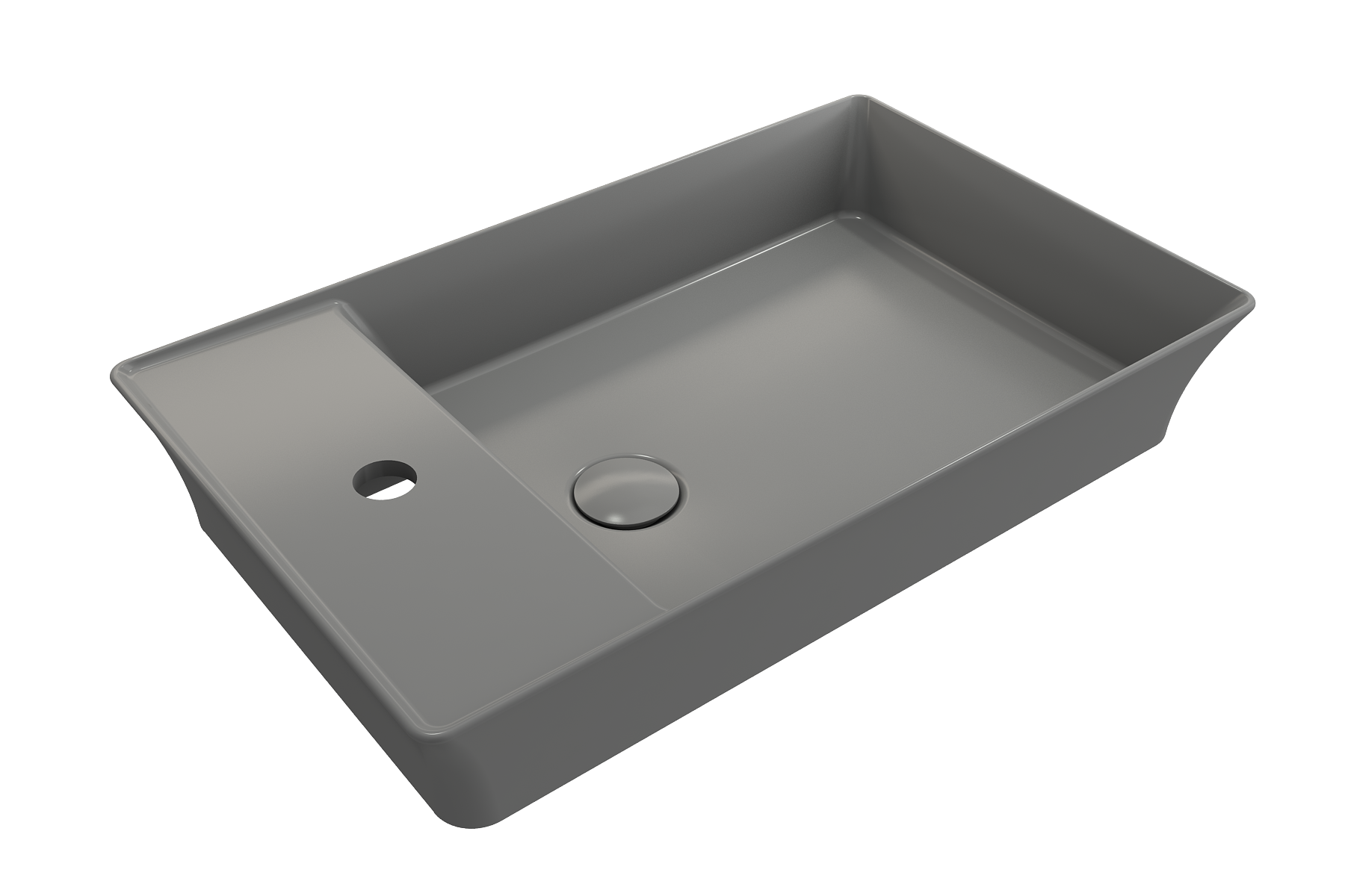 BOCCHI Sottile 24" Rectangle Vessel Fireclay Bathroom Sink, Matte Gray, Single Faucet Hole, 1479-006-0126