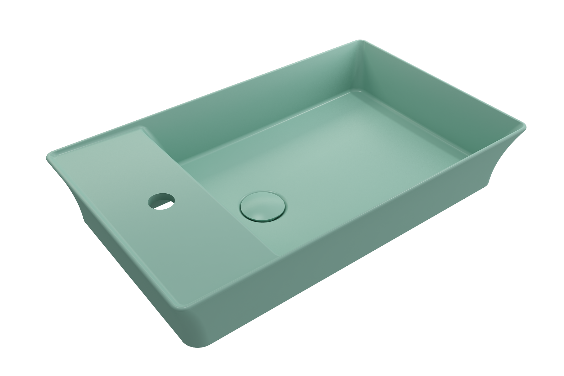 BOCCHI Sottile 24" Rectangle Vessel Fireclay Bathroom Sink, Matte Mint Green, Single Faucet Hole, 1479-033-0126