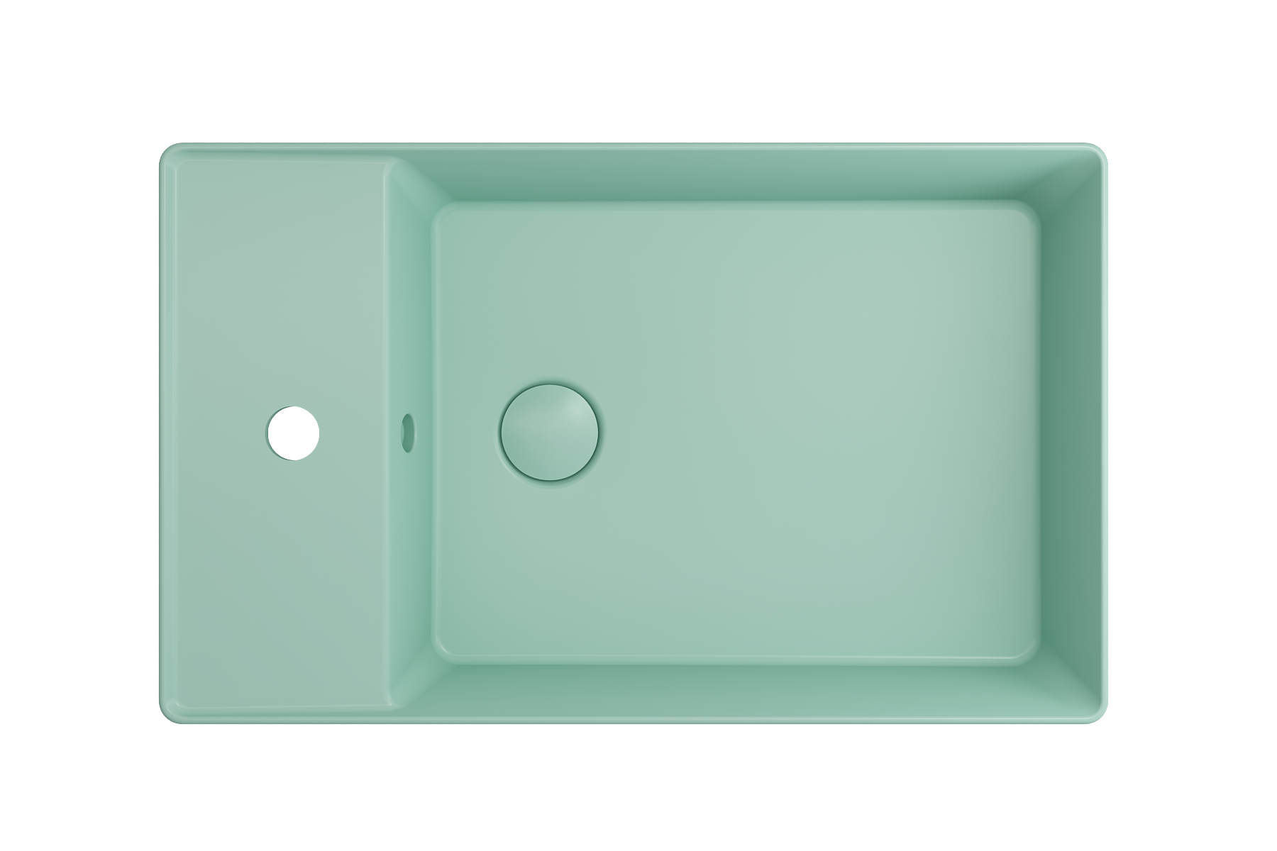 Alternate Image for BOCCHI Sottile 24" Rectangle Vessel Fireclay Bathroom Sink, Matte Mint Green, Single Faucet Hole, 1479-033-0126