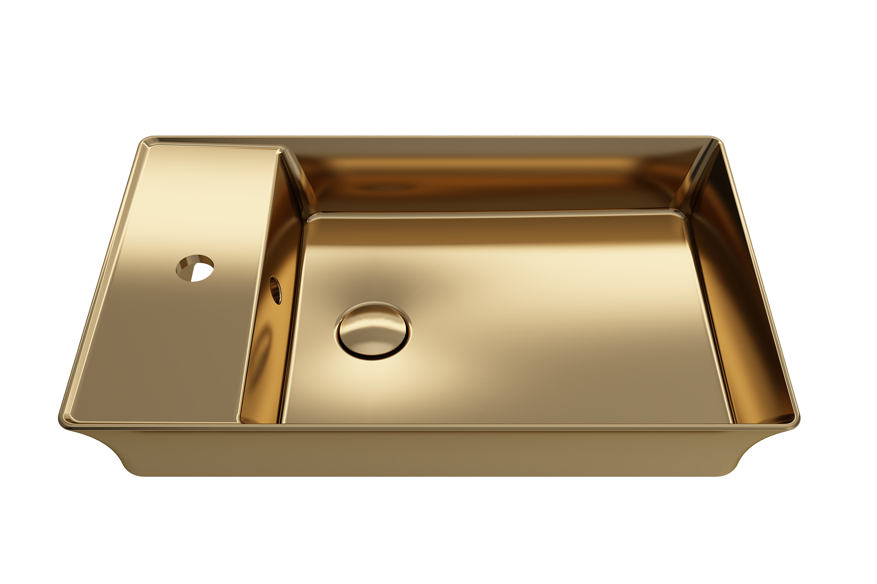 Alternate Image for BOCCHI Sottile 24" Rectangle Vessel Fireclay Bathroom Sink, Matte Gold, Single Faucet Hole, 1479-403-0126