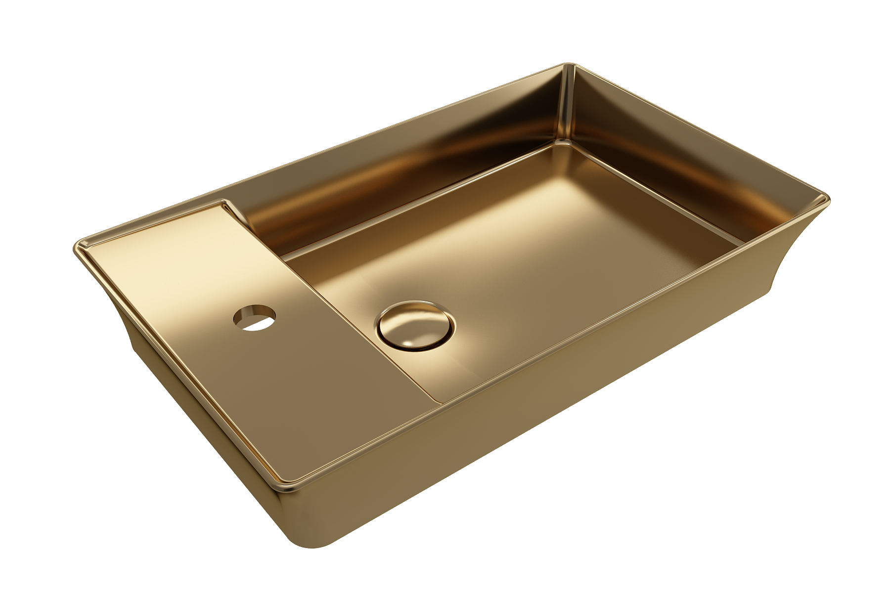 Alternate Image for BOCCHI Sottile 24" Rectangle Vessel Fireclay Bathroom Sink, Matte Gold, Single Faucet Hole, 1479-403-0126