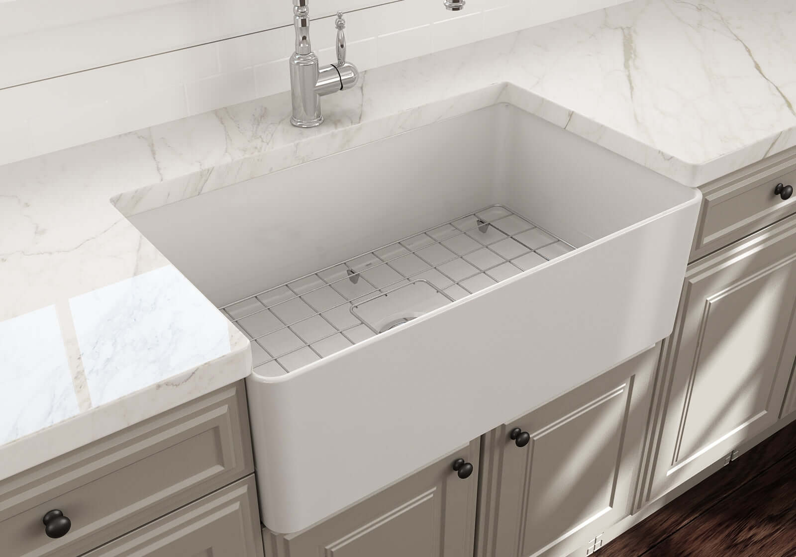Alternate Image for BOCCHI Aderci Ultra-Slim 30" Fireclay Farmhouse Sink, White, 1481-001-0120