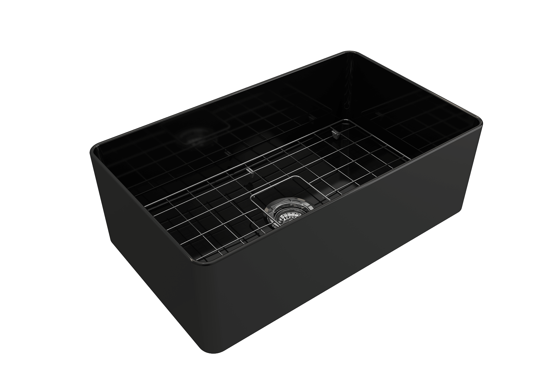 BOCCHI Aderci Ultra-Slim 30" Fireclay Farmhouse Sink, Black, 1481-005-0120