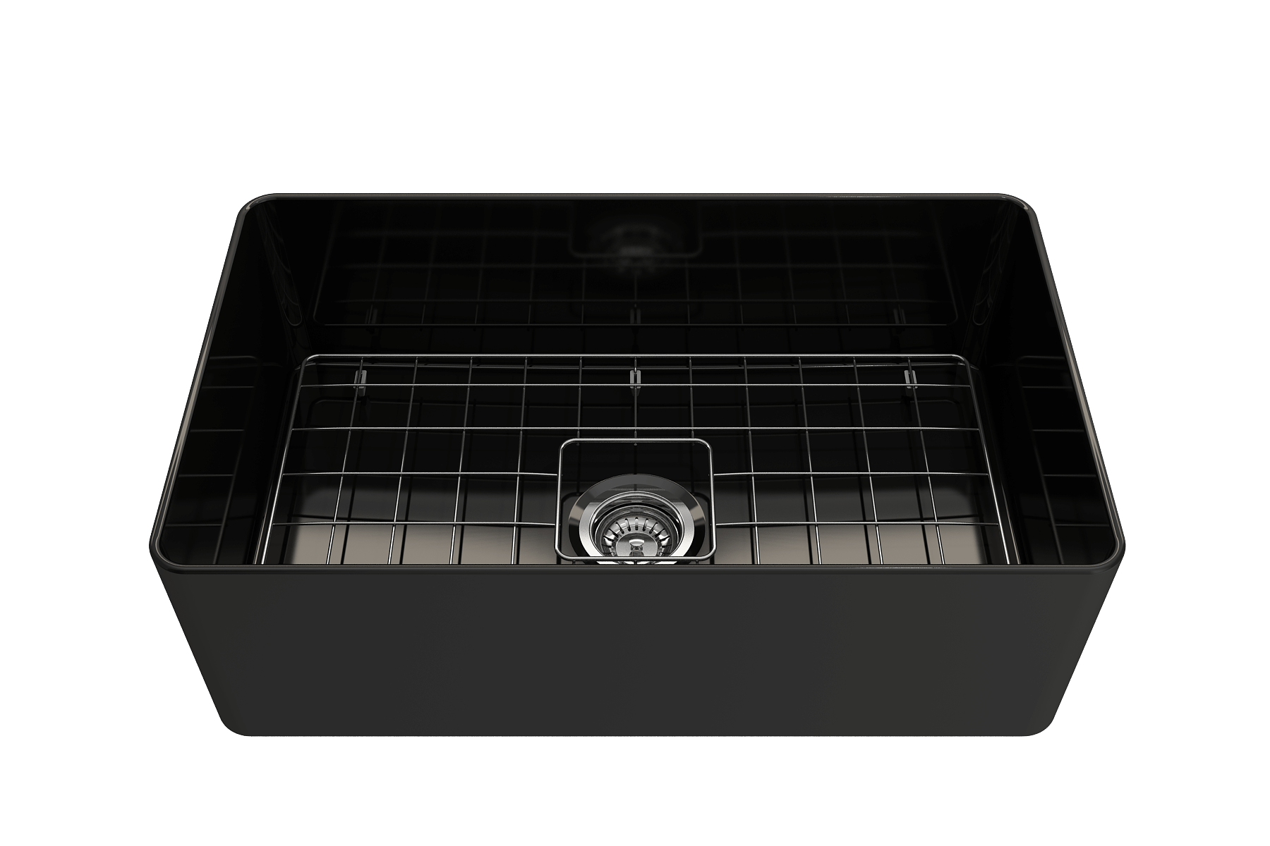 BOCCHI Aderci Ultra-Slim 30" Fireclay Farmhouse Sink, Black, 1481-005-0120