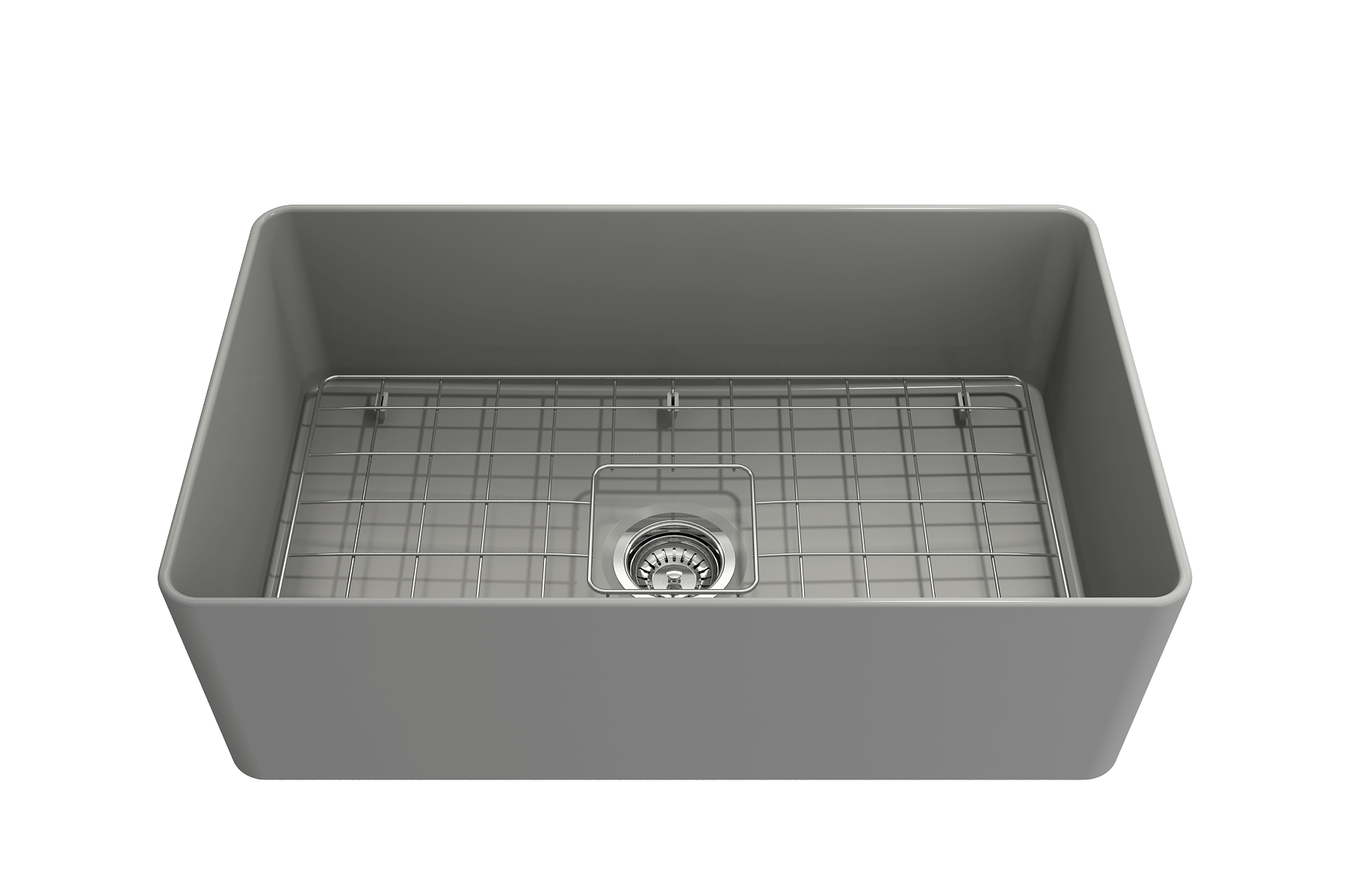 Alternate Image for BOCCHI Aderci Ultra-Slim 30" Fireclay Farmhouse Sink, Matte Gray, 1481-006-0120