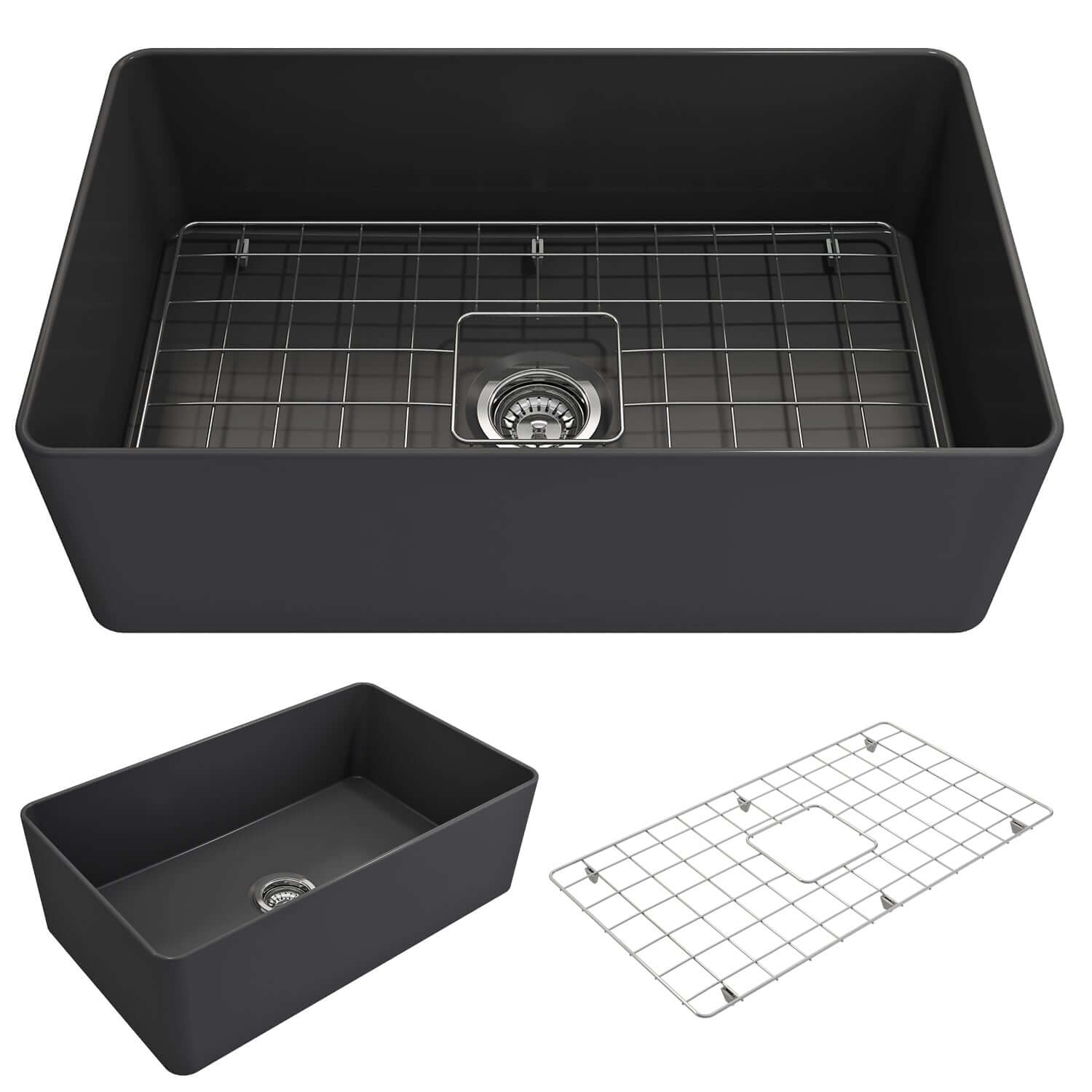 Alternate Image for BOCCHI Aderci Ultra-Slim 30" Fireclay Farmhouse Sink, Matte Brown, 1481-025-0120
