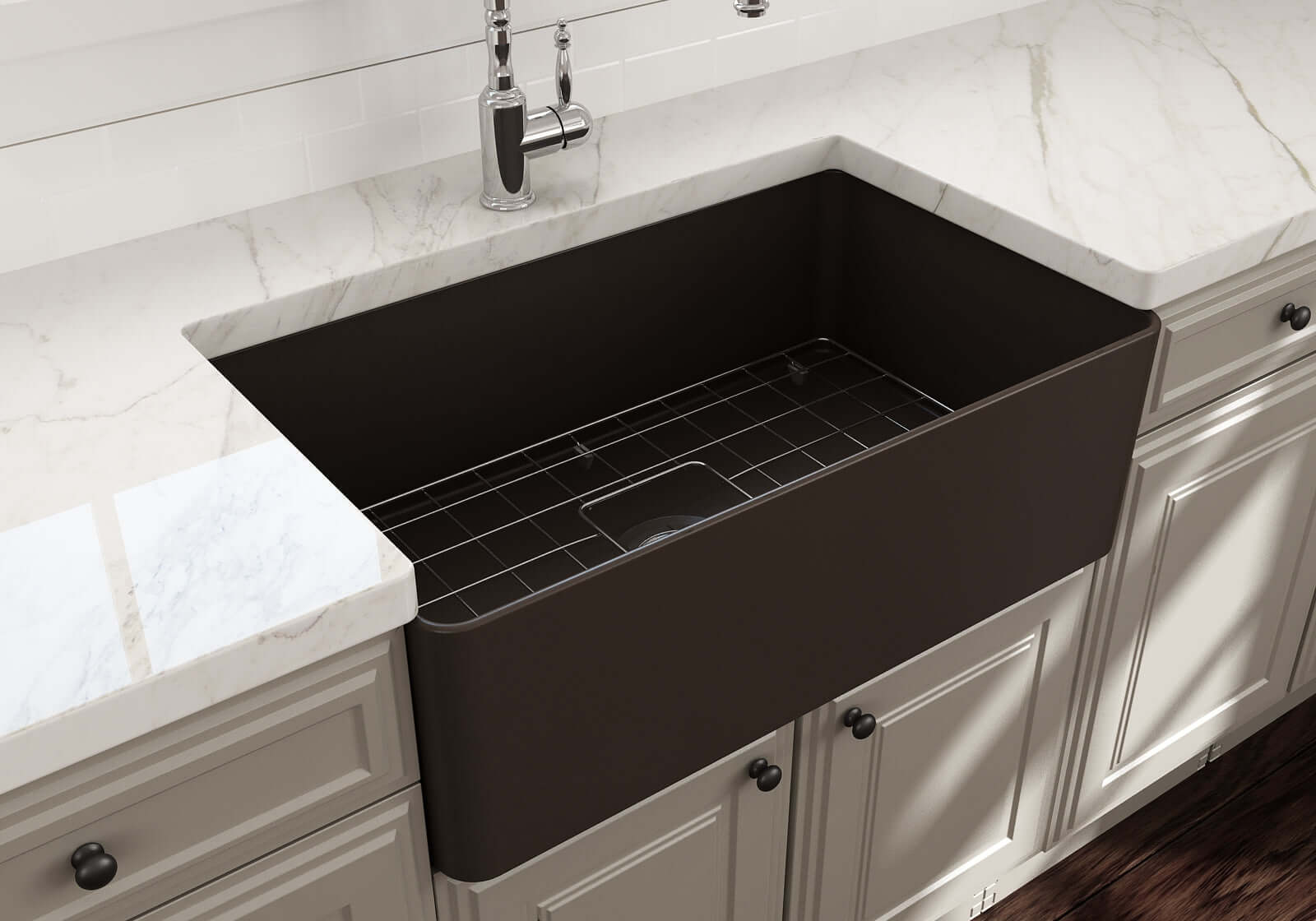 Alternate Image for BOCCHI Aderci Ultra-Slim 30" Fireclay Farmhouse Sink, Matte Brown, 1481-025-0120