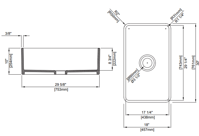 BOCCHI Aderci Ultra-Slim 30" Fireclay Farmhouse Sink, Black, 1481-005-0120